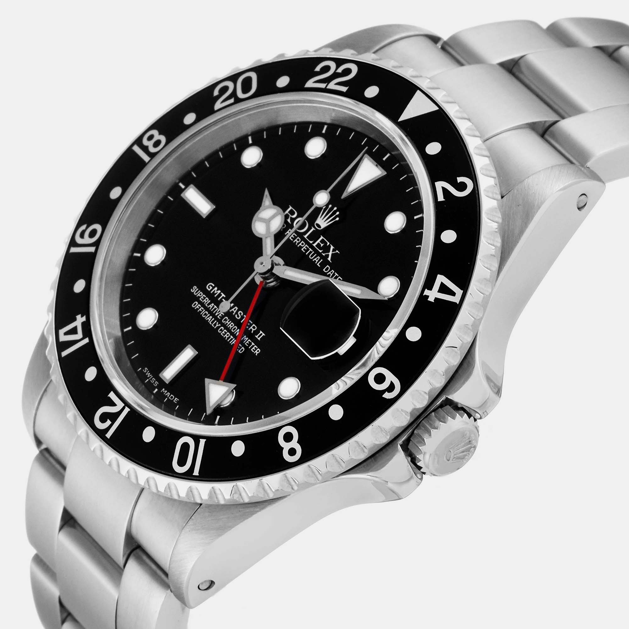 

Rolex GMT Master II Black Bezel Dial Steel Mens Watch 16710 40 mm
