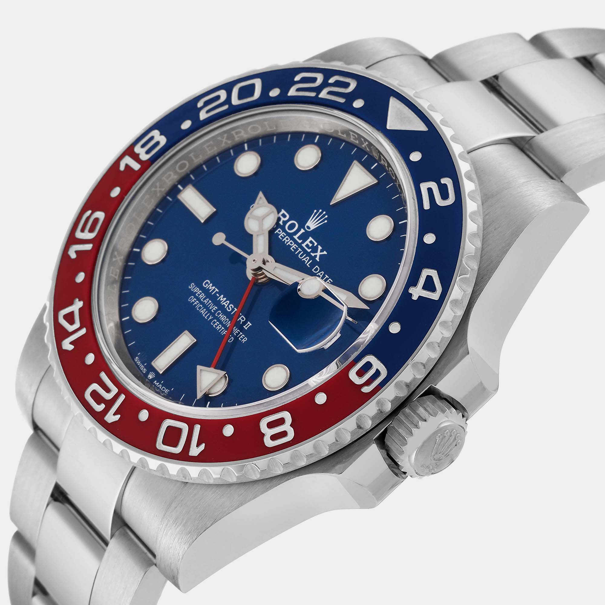 

Rolex GMT Master II White Gold Pepsi Bezel Blue Dial Men's Watch 126719 40 mm