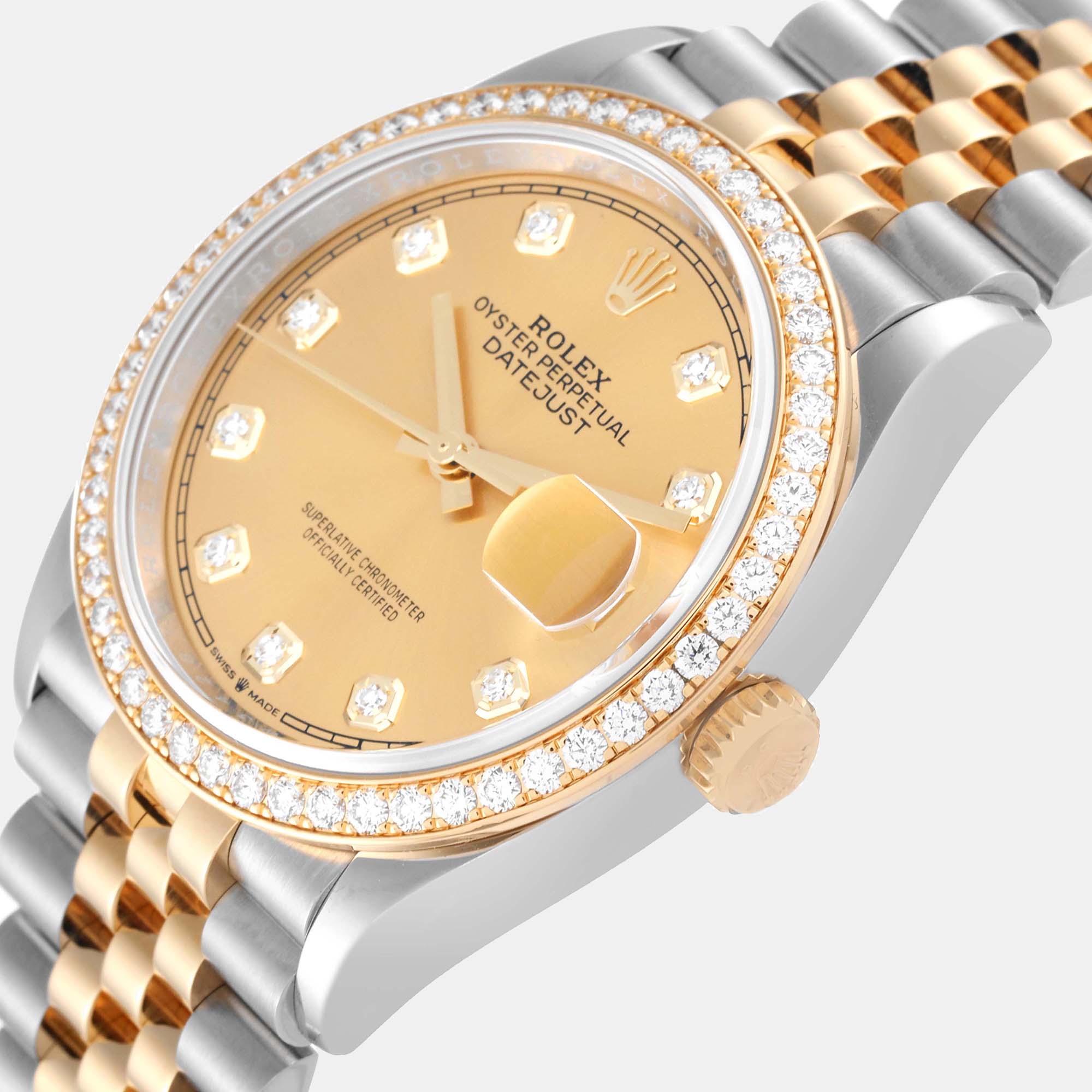 

Rolex Datejust Steel Yellow Gold Diamond Dial Men's Watch 126283 36 mm