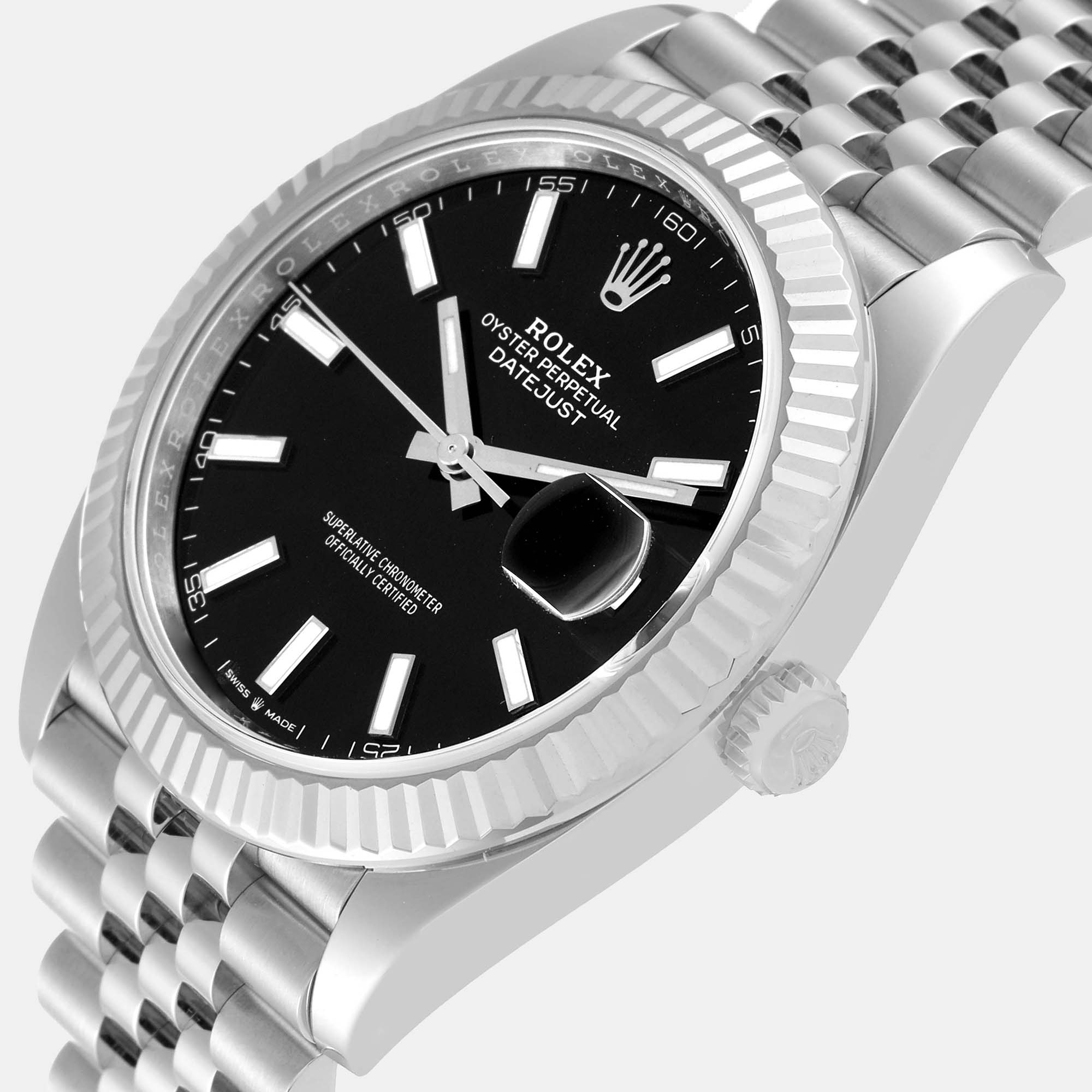 

Rolex Datejust Steel White Gold Black Dial Men's Watch 126334 41 mm