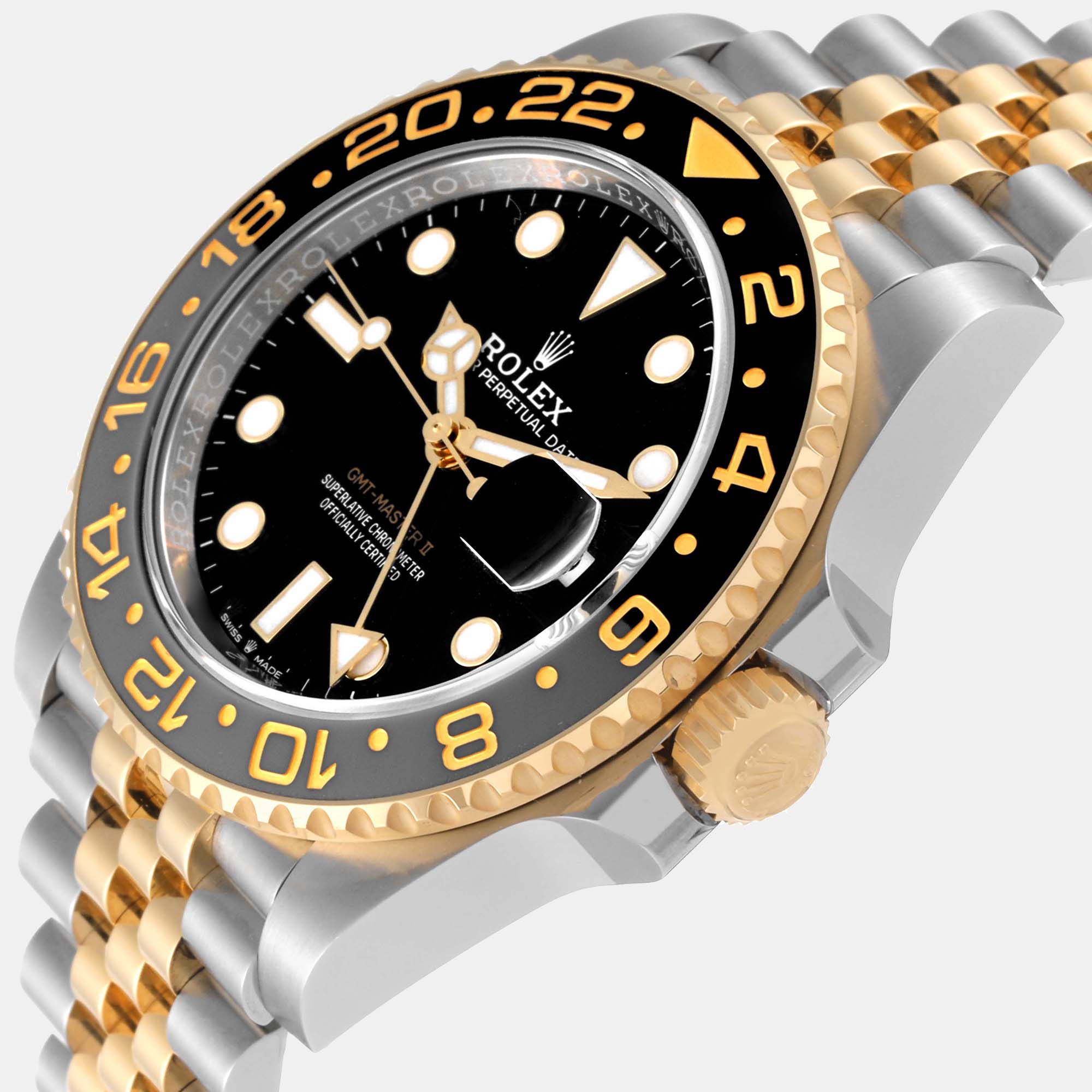 

Rolex GMT Master II Yellow Gold Steel Grey Bezel Men's Watch 126713 40 mm, Black