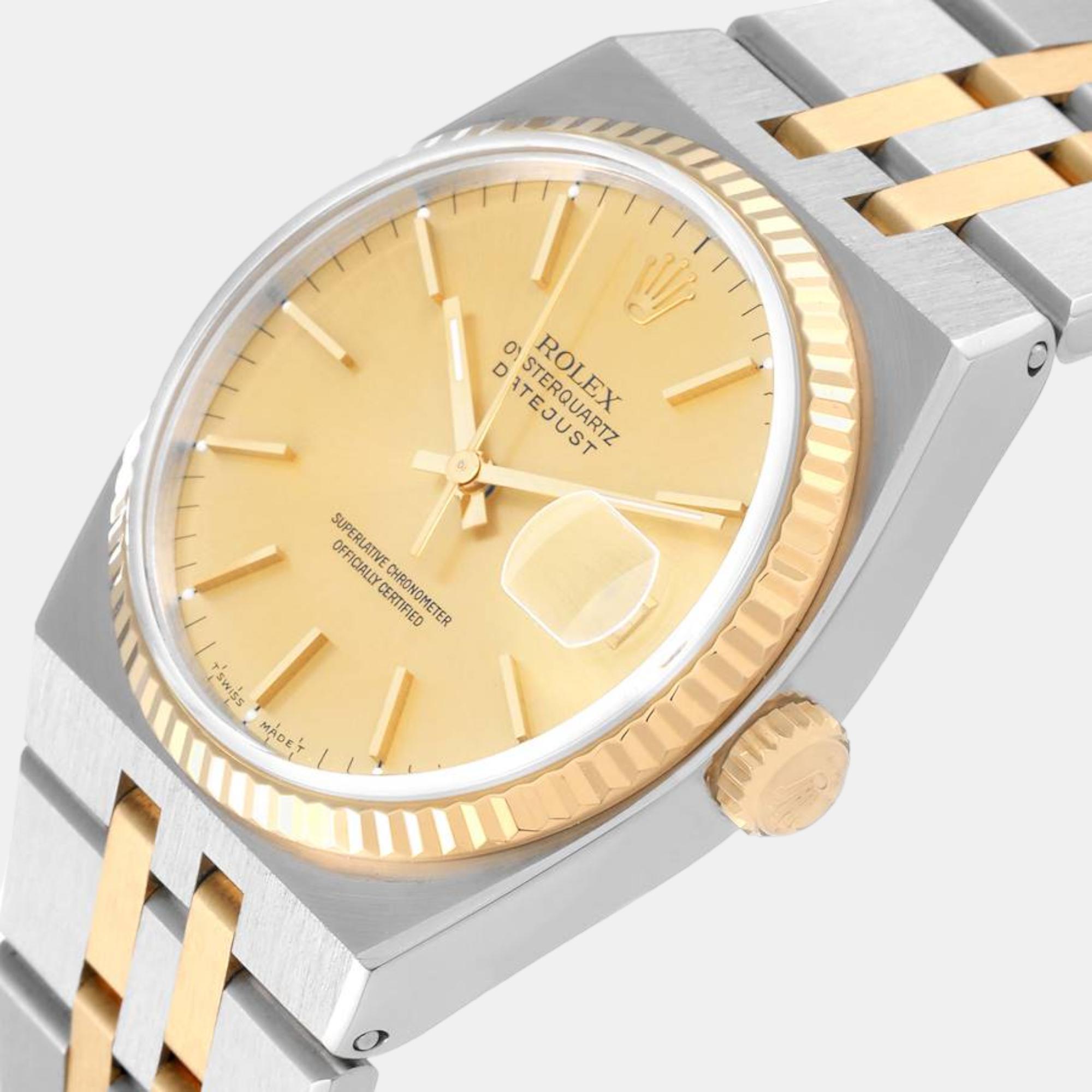 

Rolex Oysterquartz Datejust Steel Yellow Gold Men's Watch 17013