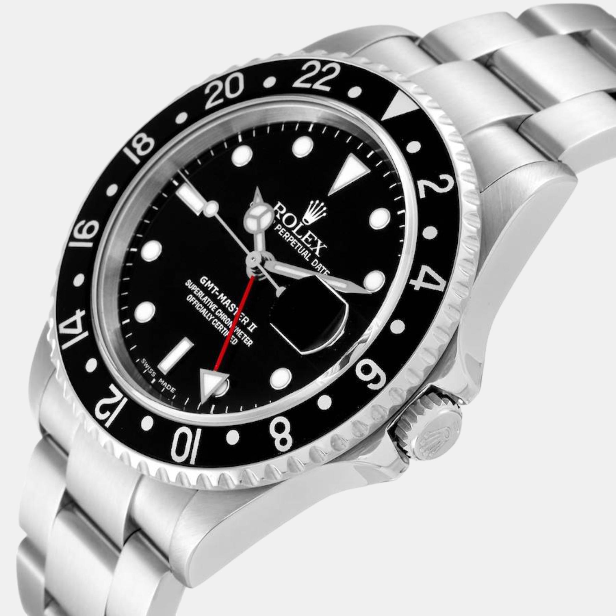 

Rolex GMT Master II Black Bezel Dial Steel Mens Watch 16710