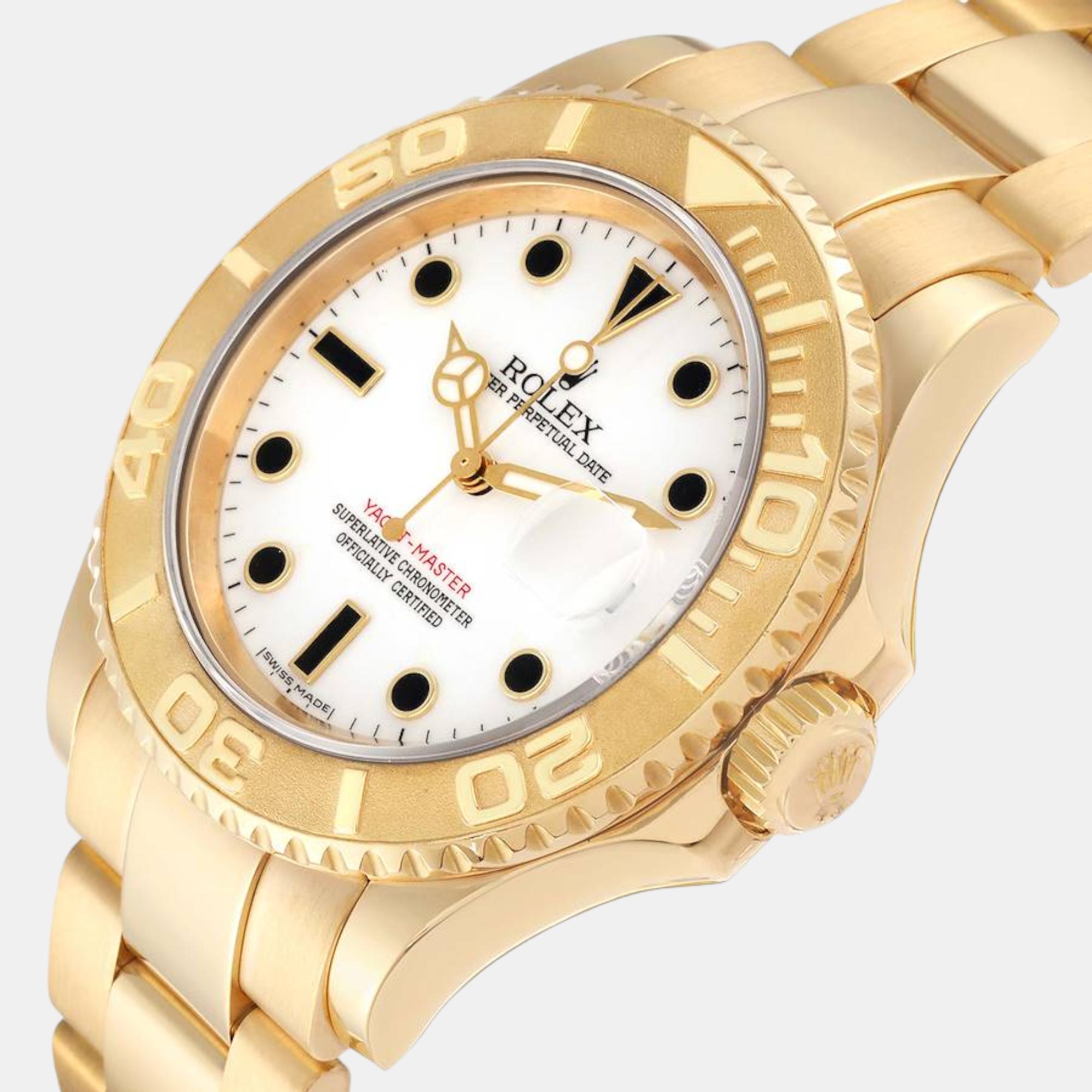 

Rolex Yachtmaster  Yellow Gold White Dial Mens Watch 16628