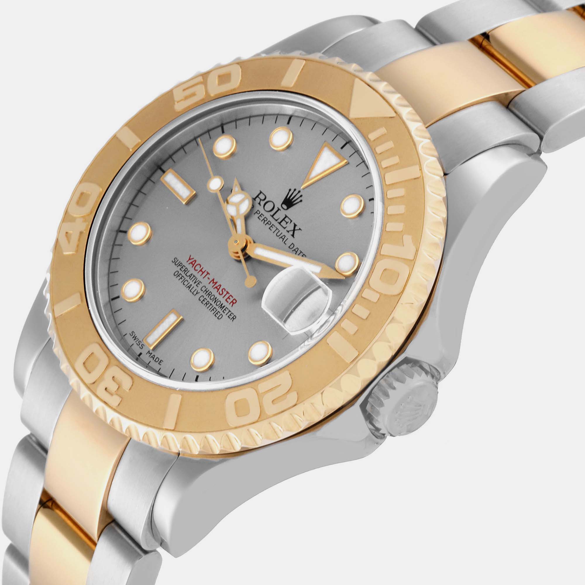 

Rolex Yachtmaster Midsize Steel Yellow Gold Men's Watch 168623 35 mm, Grey