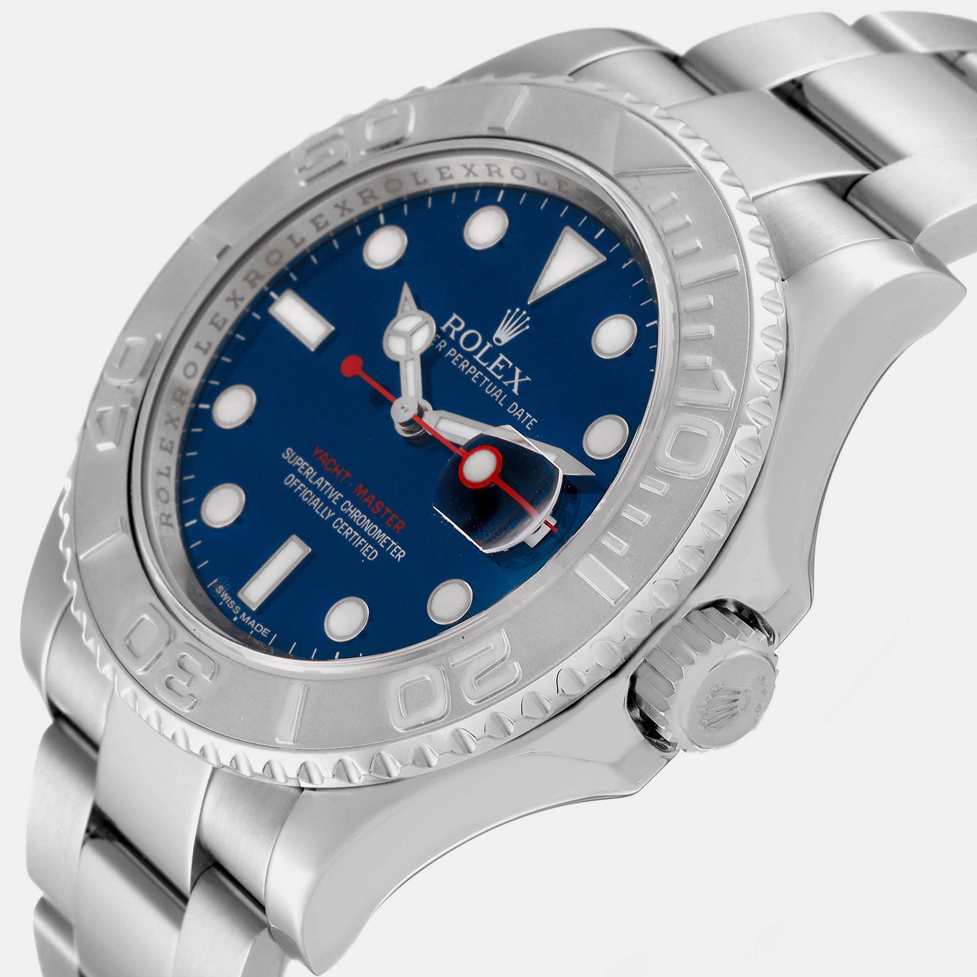 

Rolex Yachtmaster Steel Platinum Blue Dial Mens Watch 116622, Black