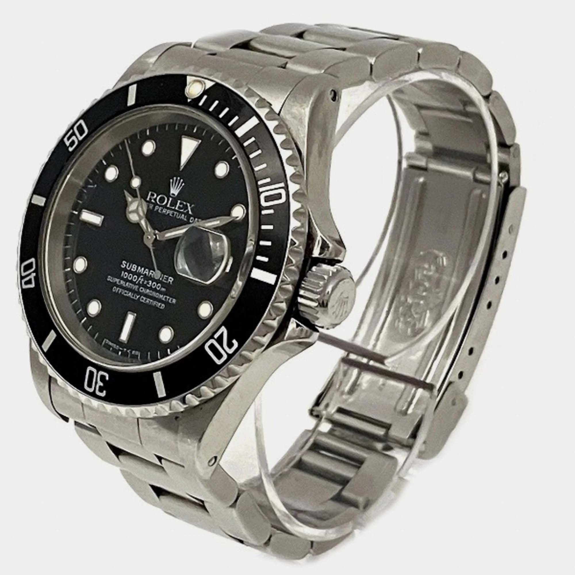 

Rolex Black Stainless Steel Submariner 16610 Automatic Men's Wristwatch 39 mm