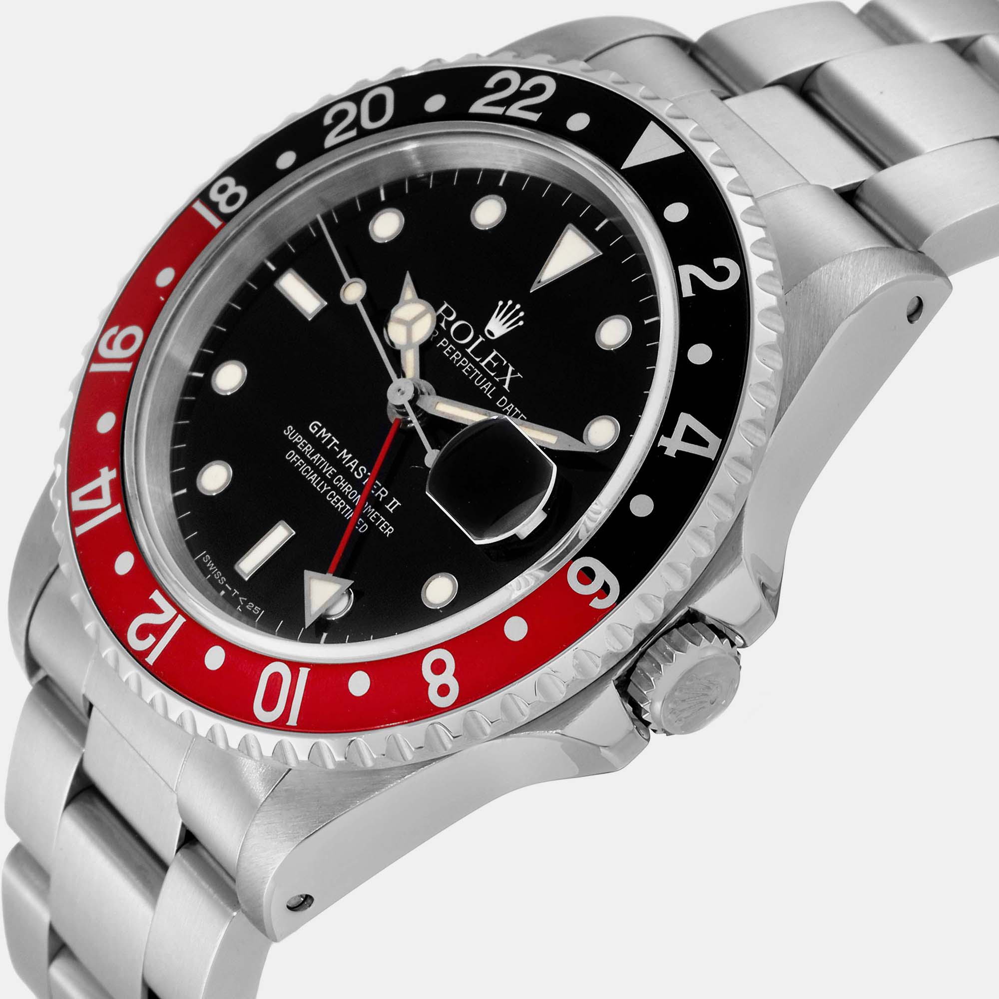 

Rolex GMT Master II Black Red Coke Bezel Steel Men's Watch 16710 40 mm