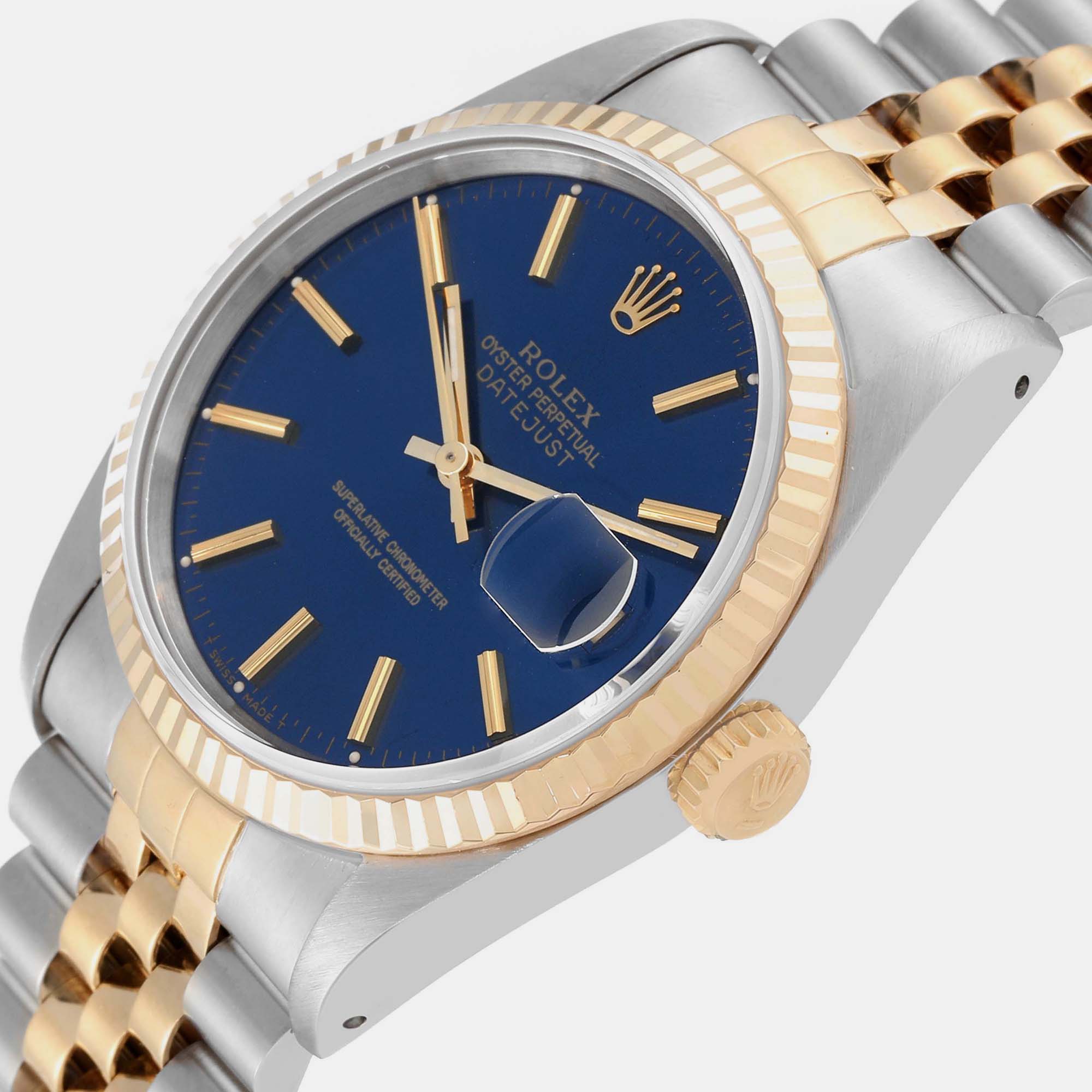 

Rolex Datejust 36 Steel Yellow Gold Blue Dial Mens Watch 16233