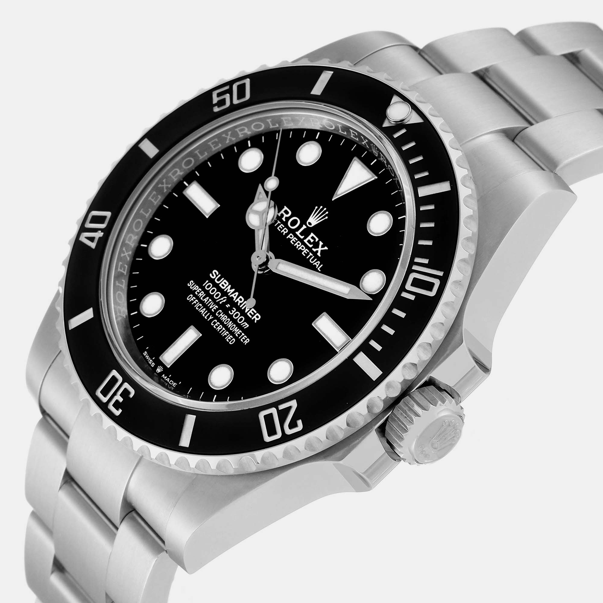 

Rolex Submariner Non-Date Ceramic Bezel Steel Mens Watch 124060 Unworn, Black