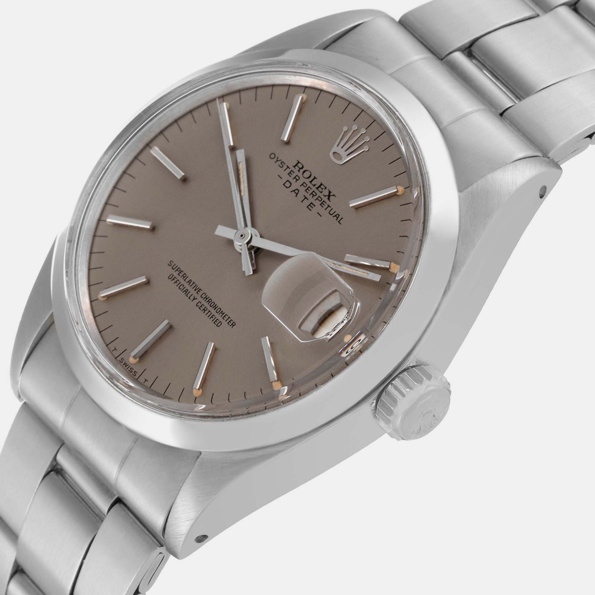 

Rolex Date Grey Dial Vintage Steel Men's Watch 1500 34 mm