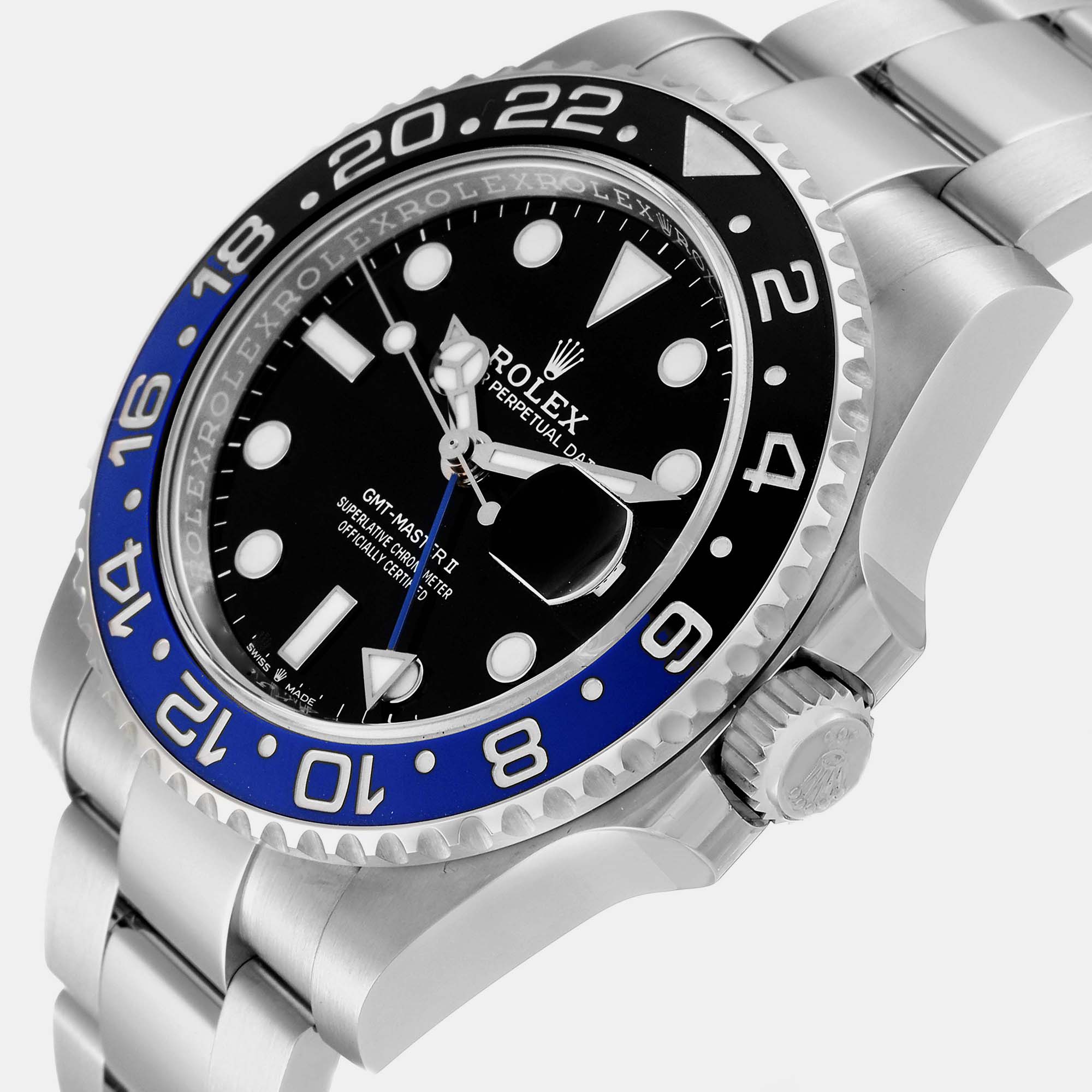 

Rolex GMT Master II Black Blue Batman Bezel Steel Mens Watch 126710 40 mm