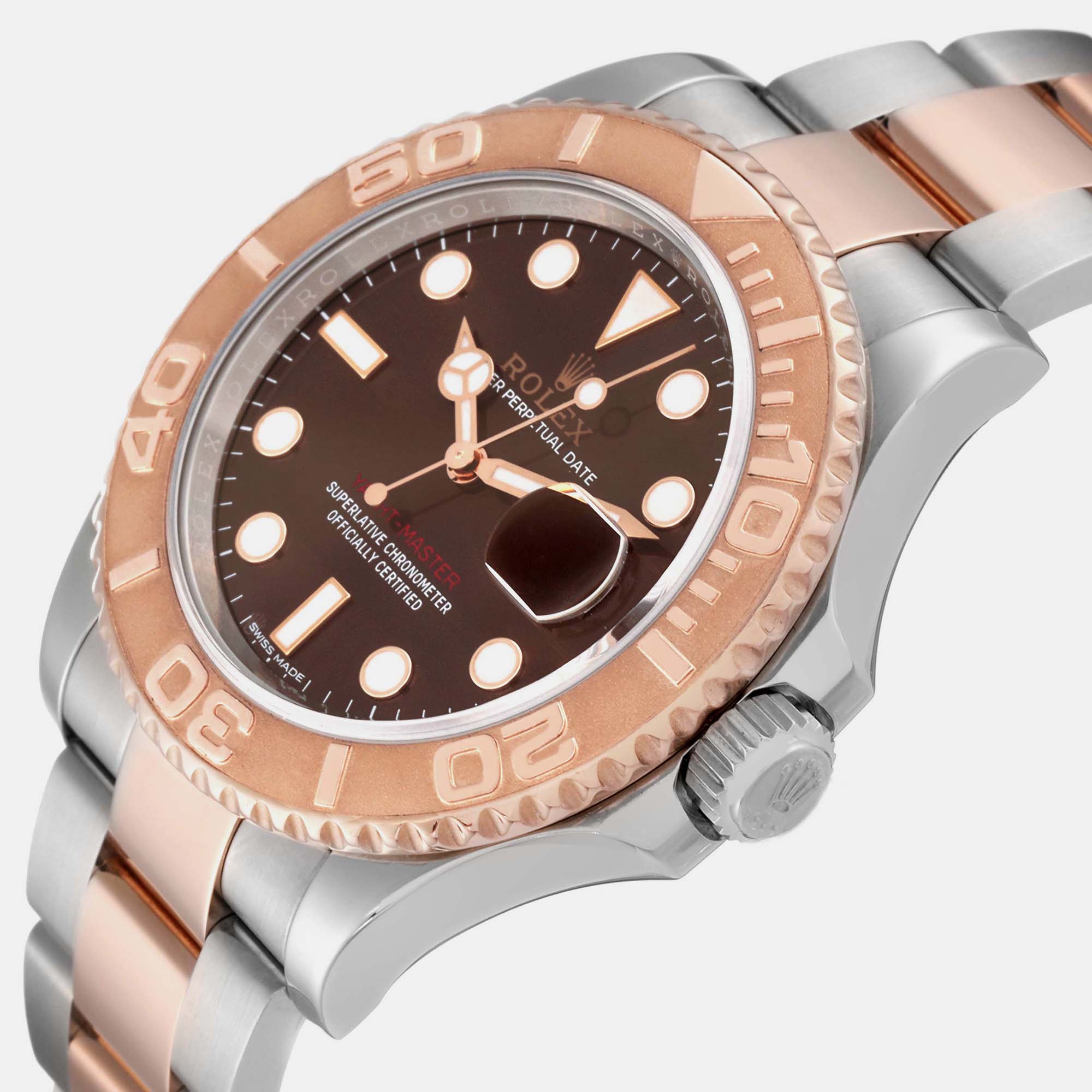 

Rolex Yachtmaster 40 Rose Gold Steel Brown Dial Mens Watch 116621 Box Card