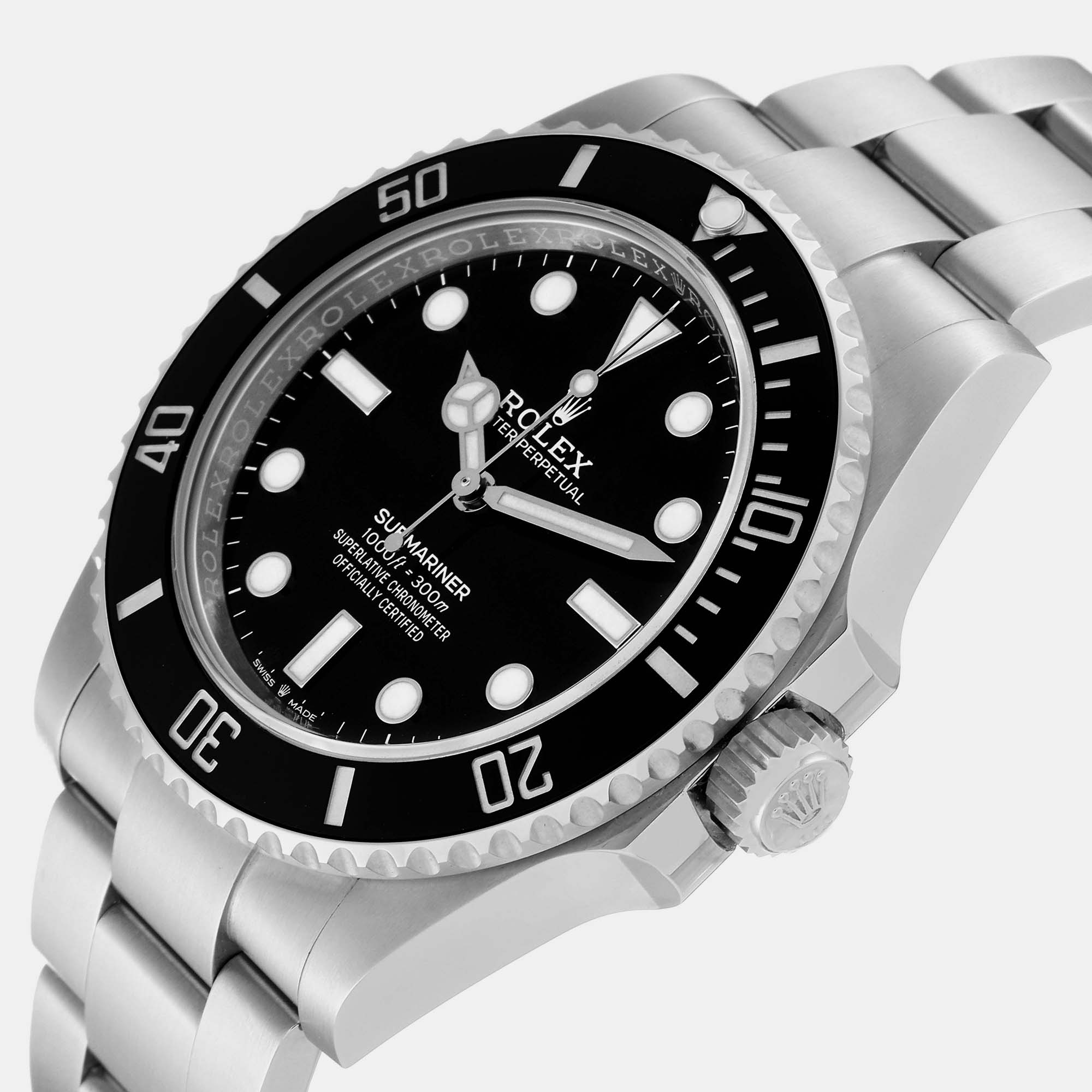 

Rolex Submariner Non-Date Ceramic Bezel Steel Mens Watch 124060 Unworn, Black