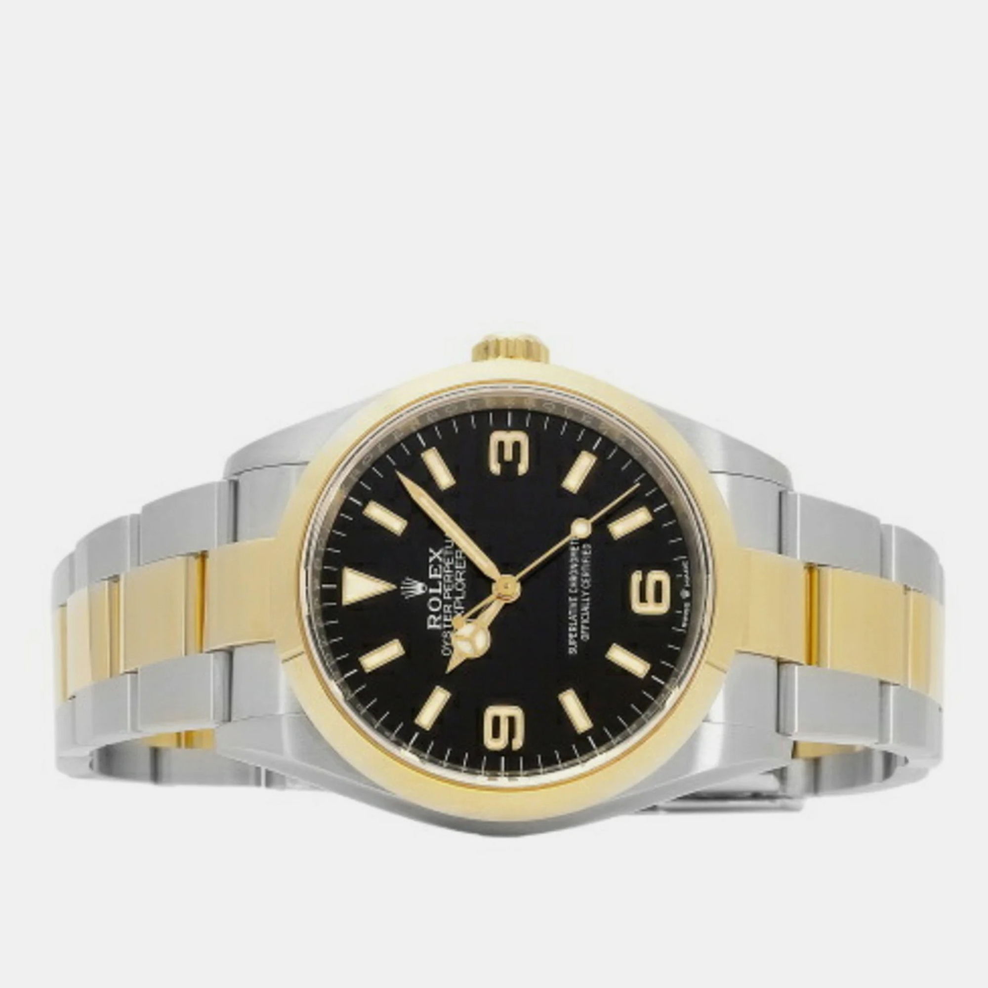 

Rolex Black 18k Yellow Gold And Stainless Steel Explorer 124273 Automatic Men's Wristwatch 36 mm