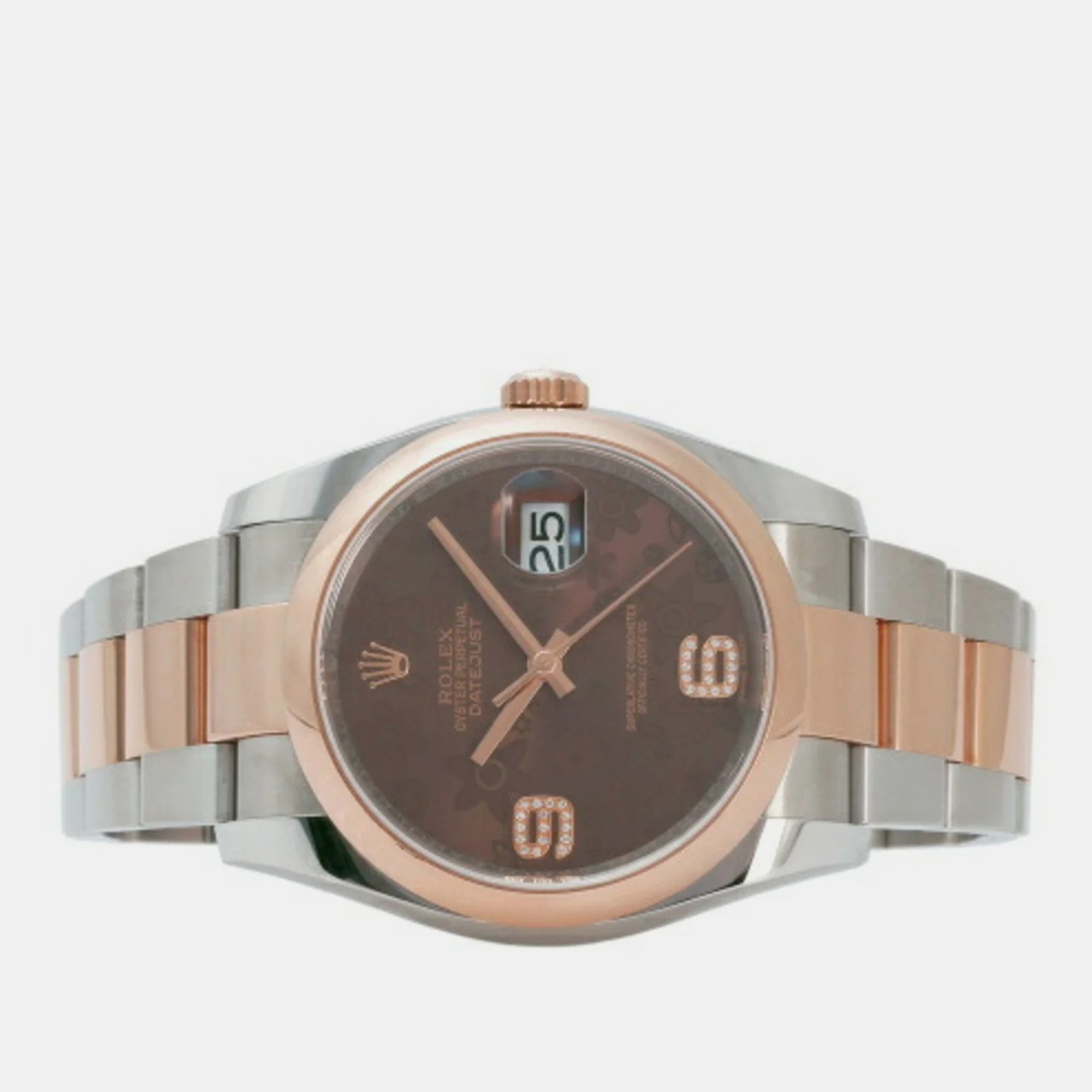

Rolex Brown 18k Rose Gold And Stainless Steel Datejust 116201 Automatic Men's Wristwatch 36 mm