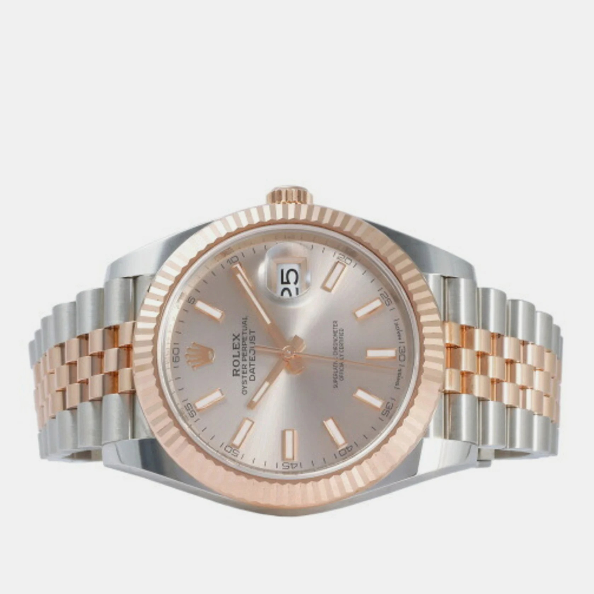 

Rolex Sundust 18k Rose Gold And Stainless Steel Datejust 126331 Automatic Men's Wristwatch 41 mm, Silver