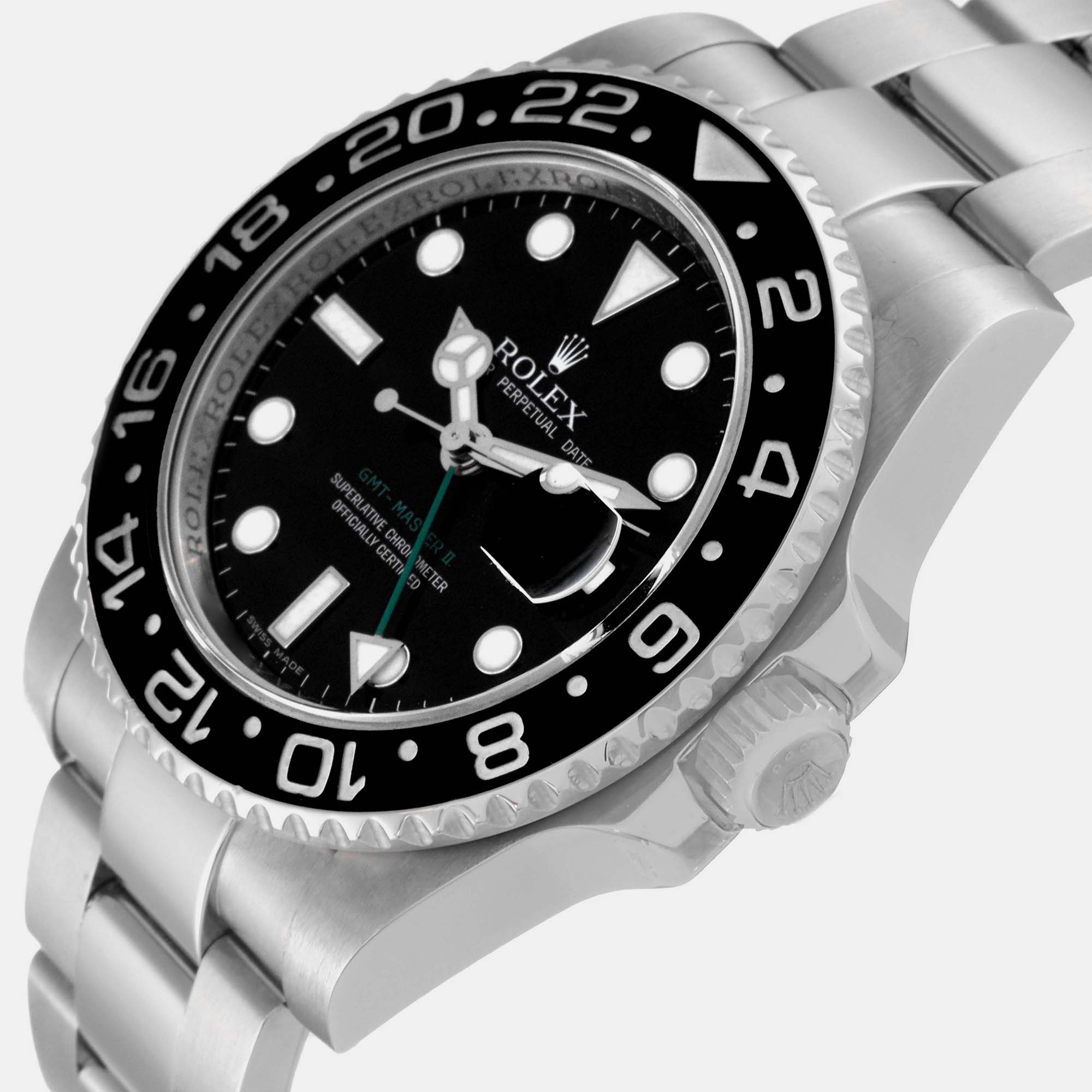 

Rolex GMT Master II Black Dial Green Hand Steel Mens Watch 116710 40 mm