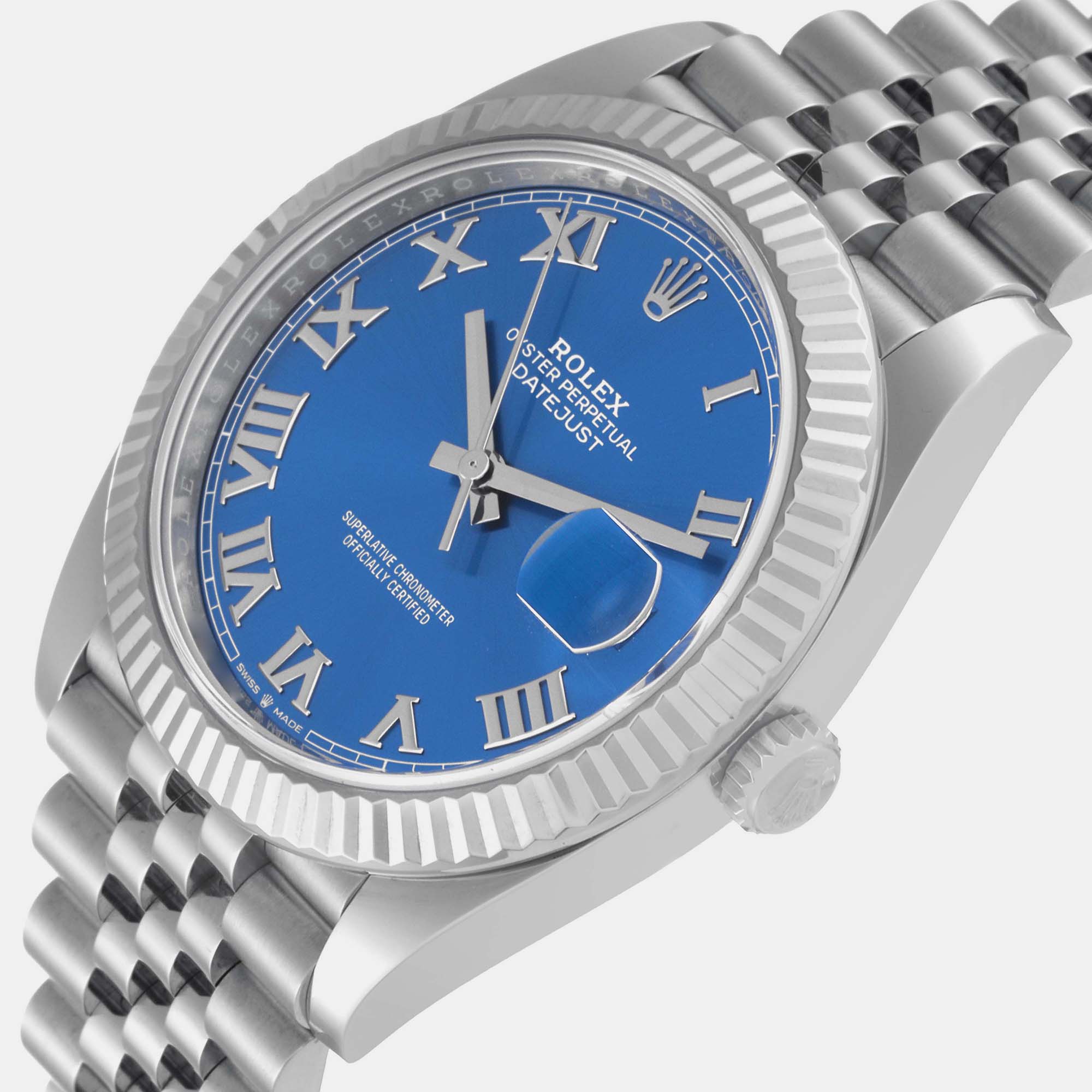 

Rolex Datejust 41 Steel White Gold Blue Roman Dial Mens Watch 126334