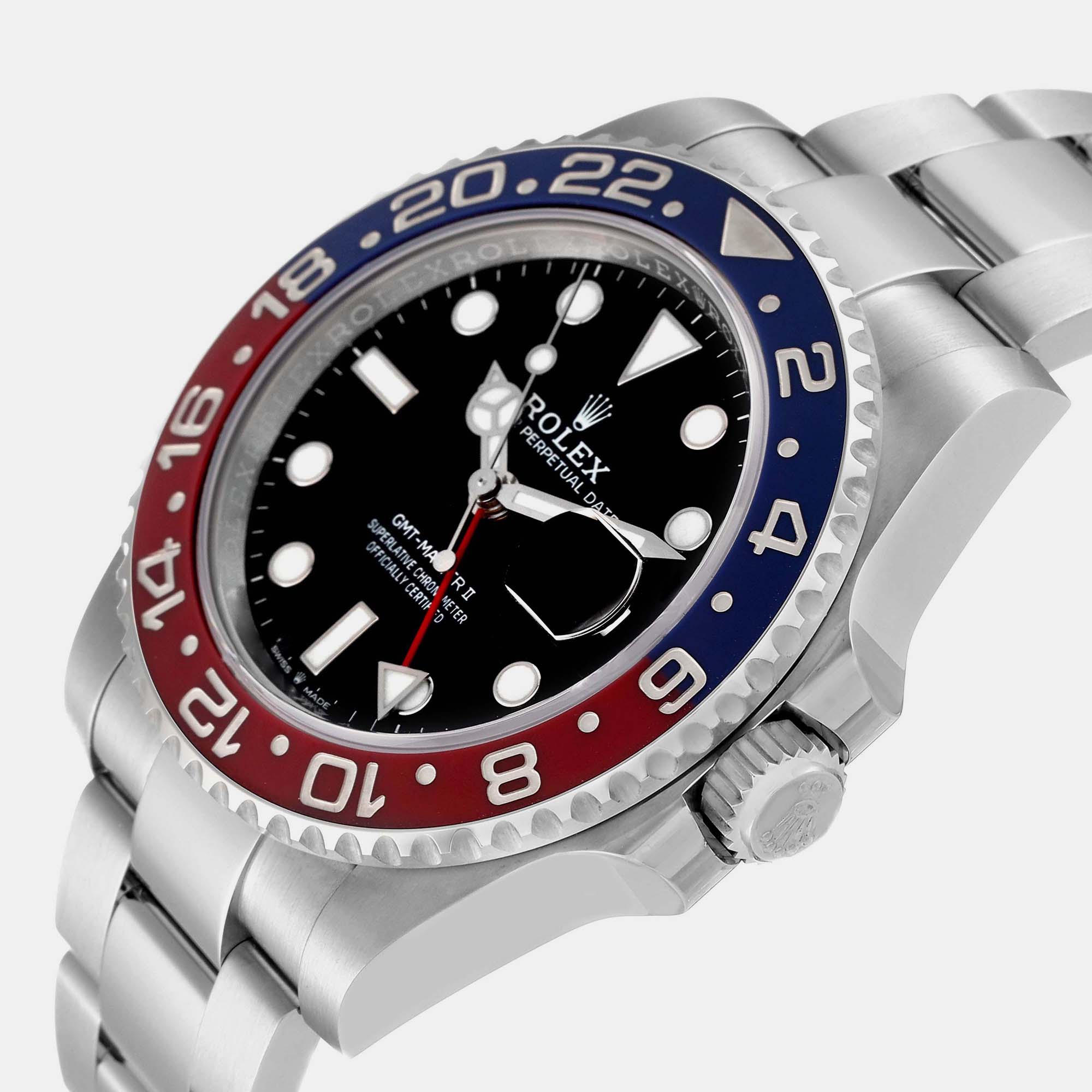 

Rolex GMT Master II Pepsi Bezel Oyster Bracelet Steel Men's Watch 126710 40 mm, Black