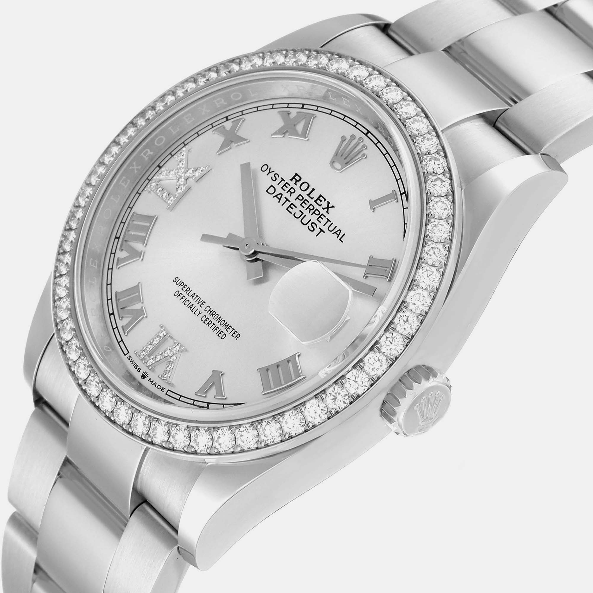 

Rolex Datejust Silver Dial Steel Diamond Men's Watch 126284 36 mm