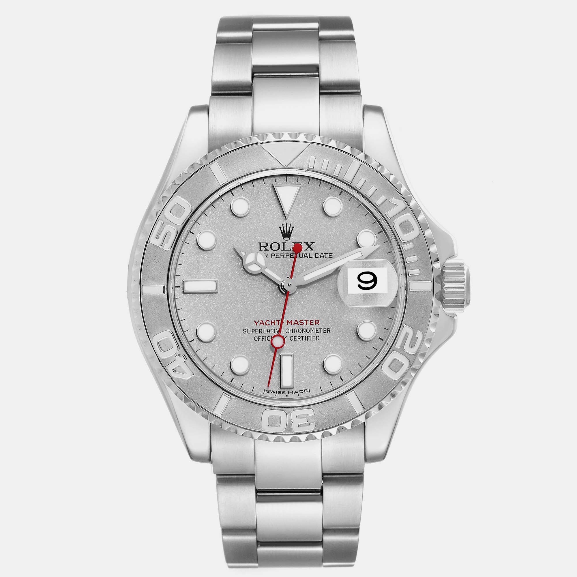 

Rolex Yachtmaster Platinum Dial Bezel Steel Men's Watch 16622 40 mm, Silver