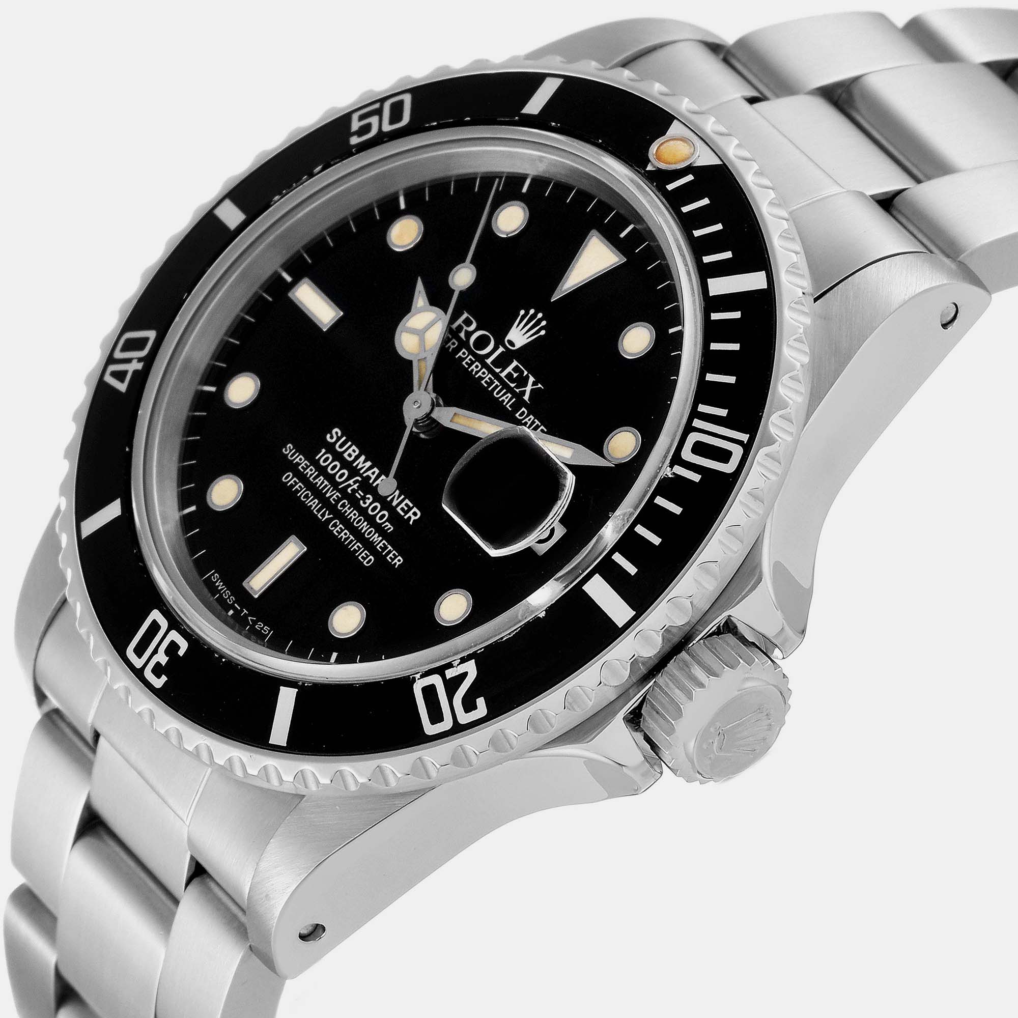 

Rolex Submariner Date 4 Liner Steel Mens Vintage Watch 16800 40 mm, Black