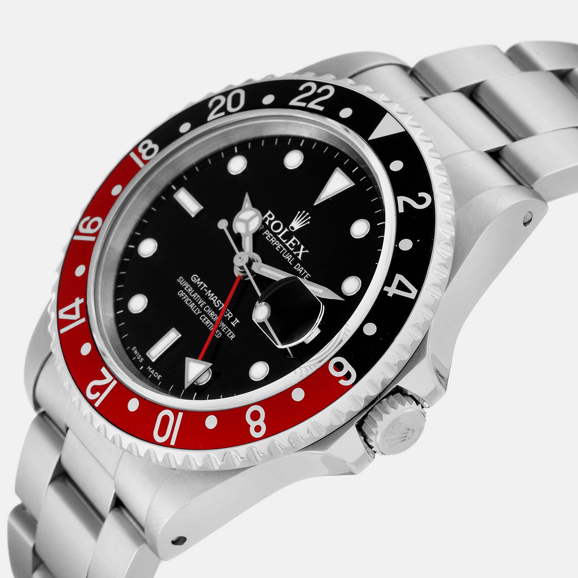 

Rolex GMT Master II Black Red Coke Bezel Steel Men's Watch 16710 40 mm