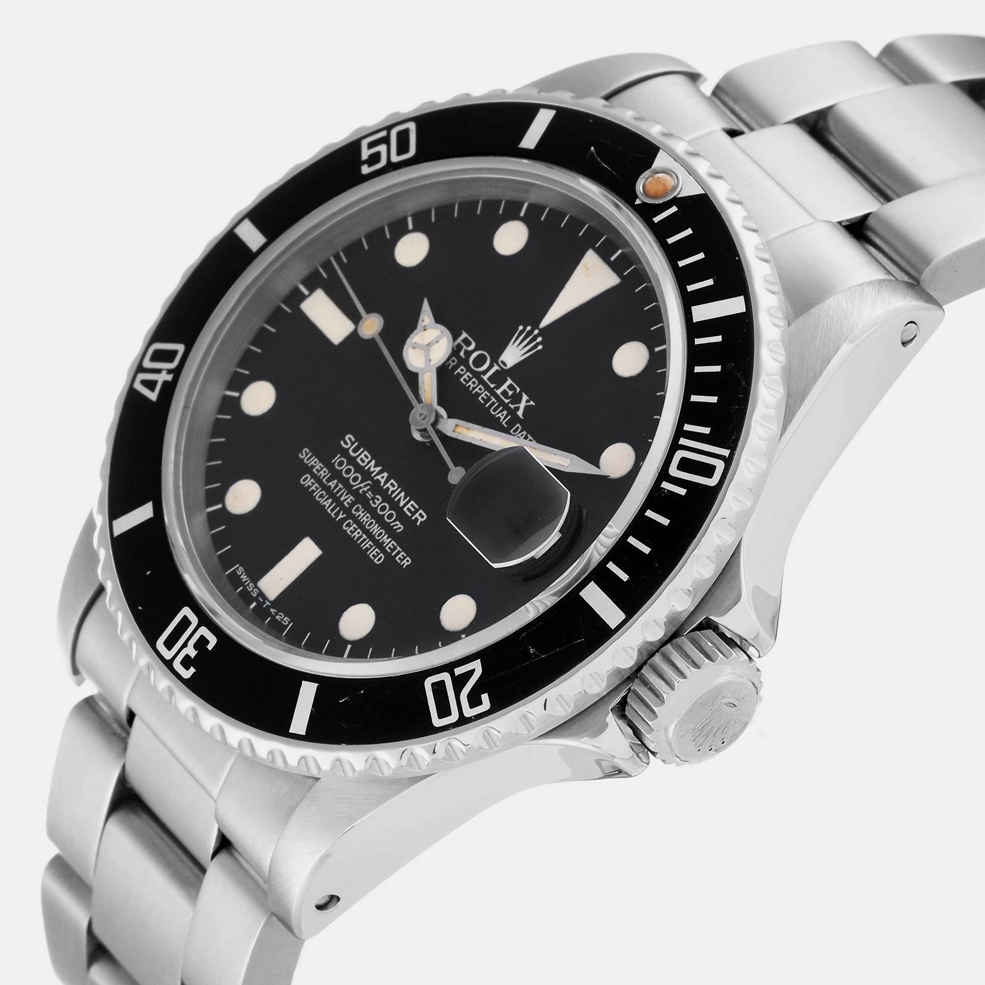 

Rolex Submariner Date Steel Vintage Men's Watch 16800 40 mm, Black