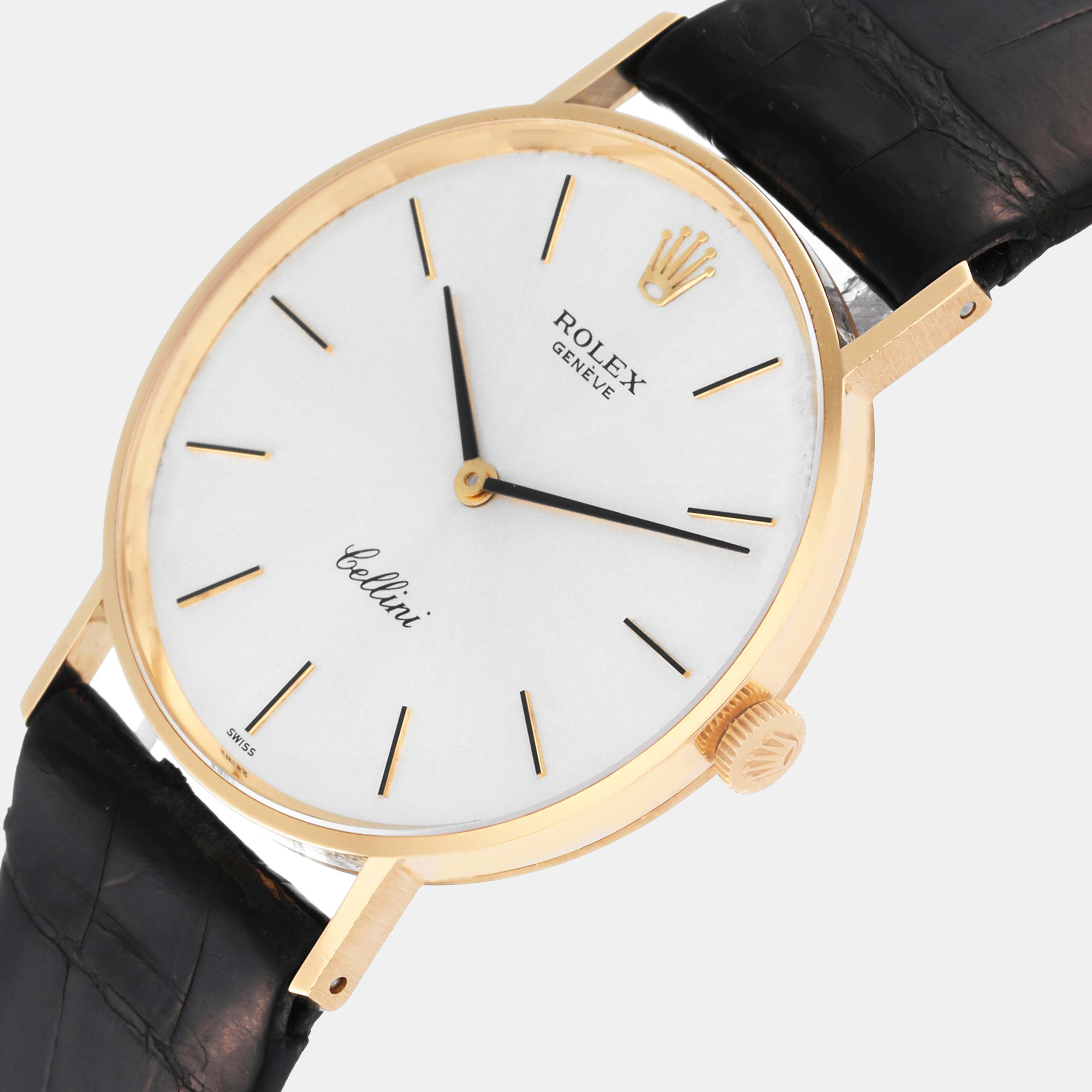 

Rolex Cellini Classic Yellow Gold Silver Dial Vintage Mens Watch 4112
