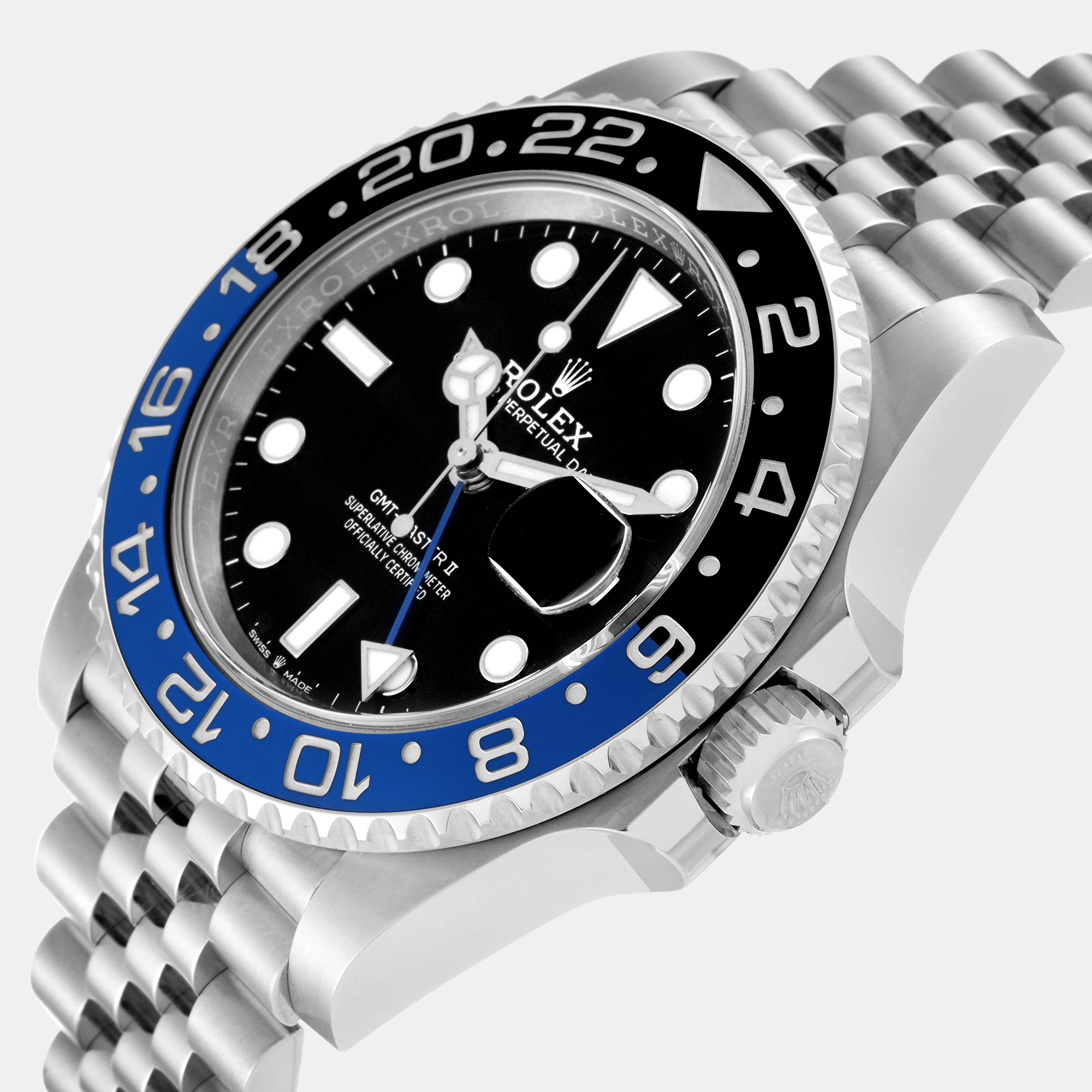 

Rolex GMT Master II Batgirl Black Blue Bezel Steel Men's Watch 126710 40 mm