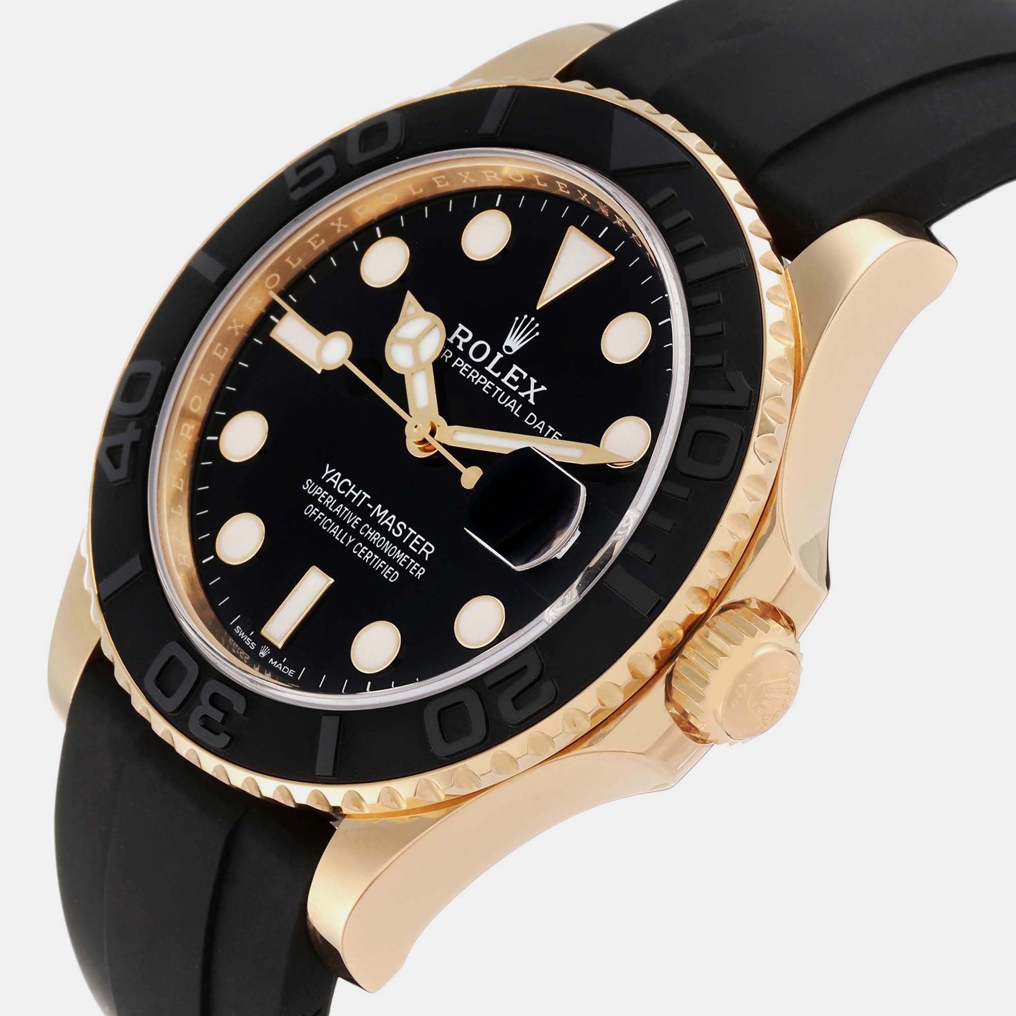 

Rolex Yacht-Master Yellow Gold Oysterflex Bracelet Men's Watch 226658 42 mm, Black