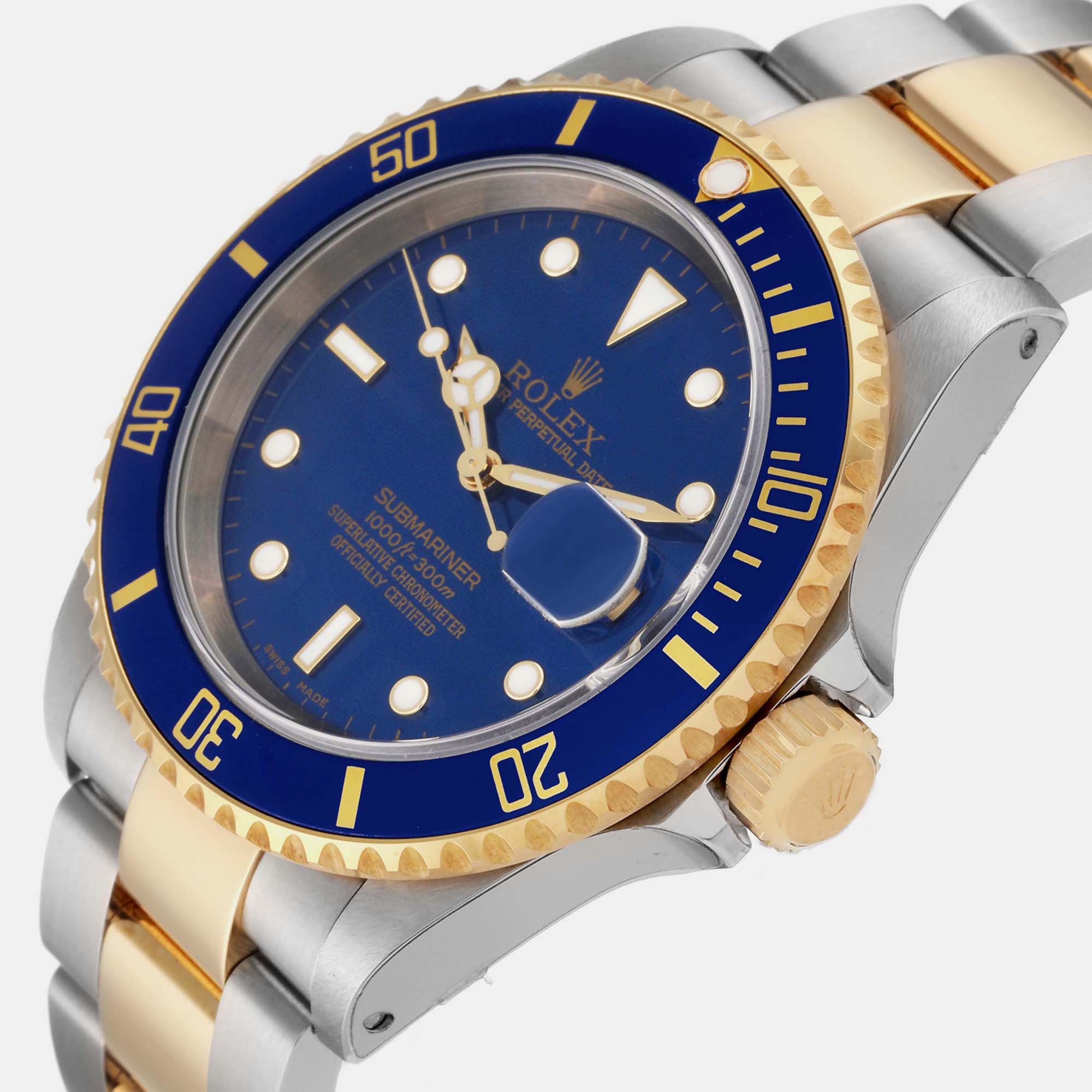 

Rolex Submariner Blue Dial Steel Yellow Gold Mens Watch 16613 40 mm