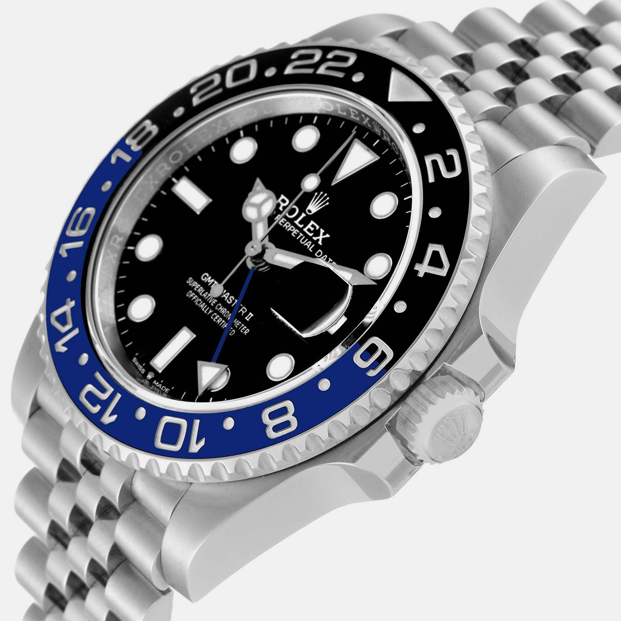 

Rolex GMT Master II Batgirl Black Blue Bezel Steel Mens Watch 126710 40 mm