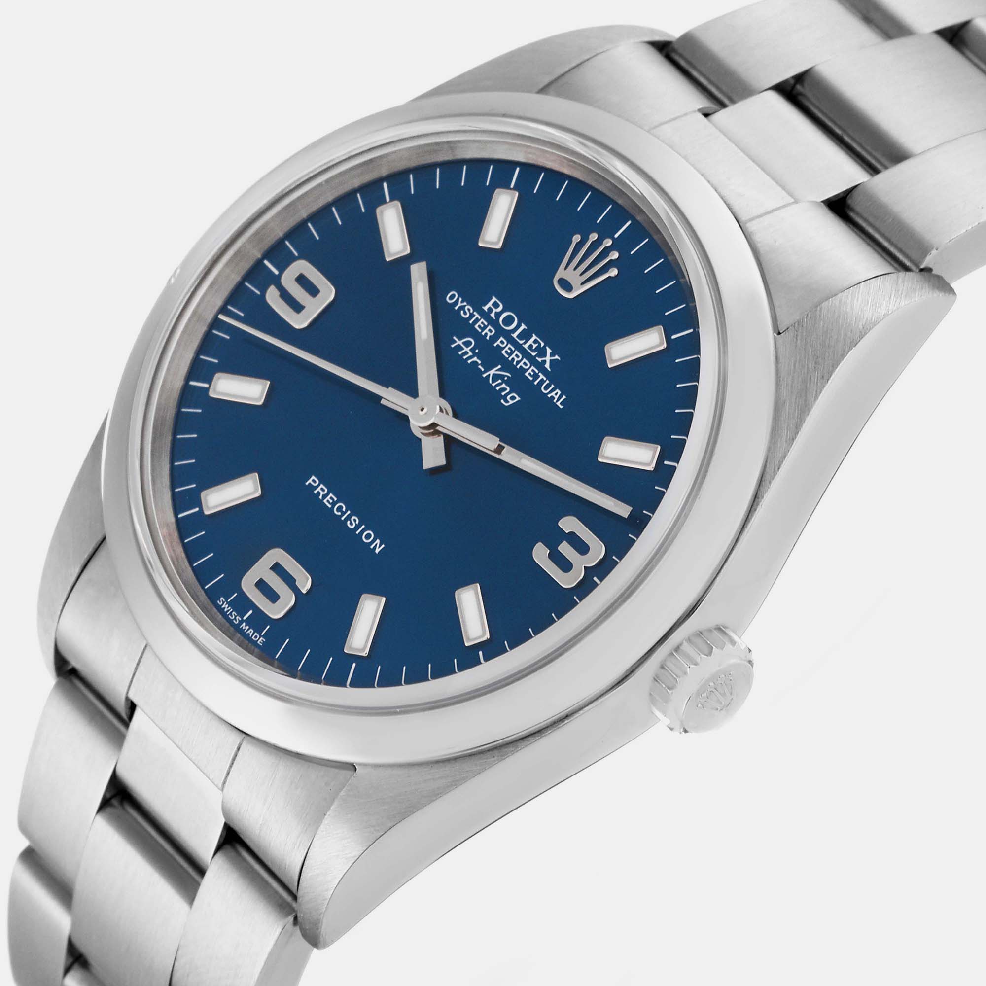 

Rolex Air King  Blue Dial Smooth Bezel Steel Mens Watch 14000