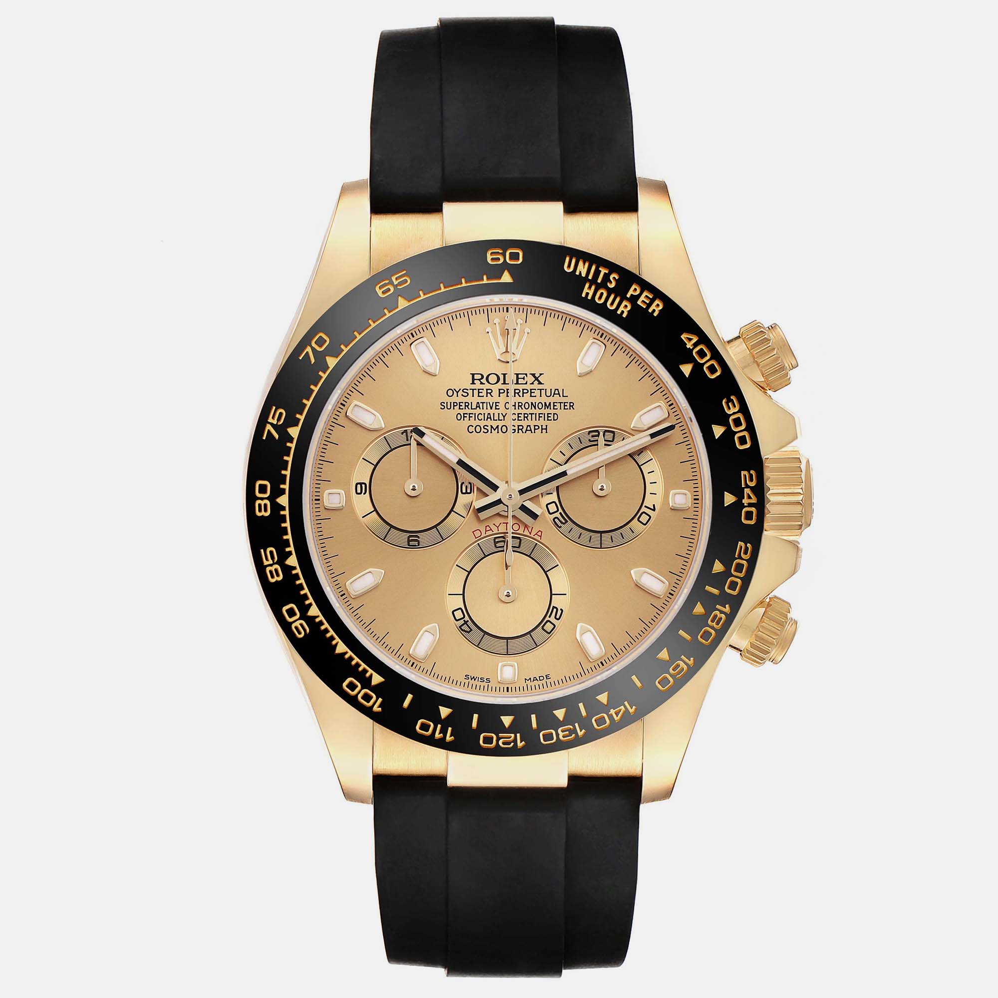 Pre-owned Rolex Daytona Yellow Gold Champagne Dial Mens Watch 116518 40 Mm