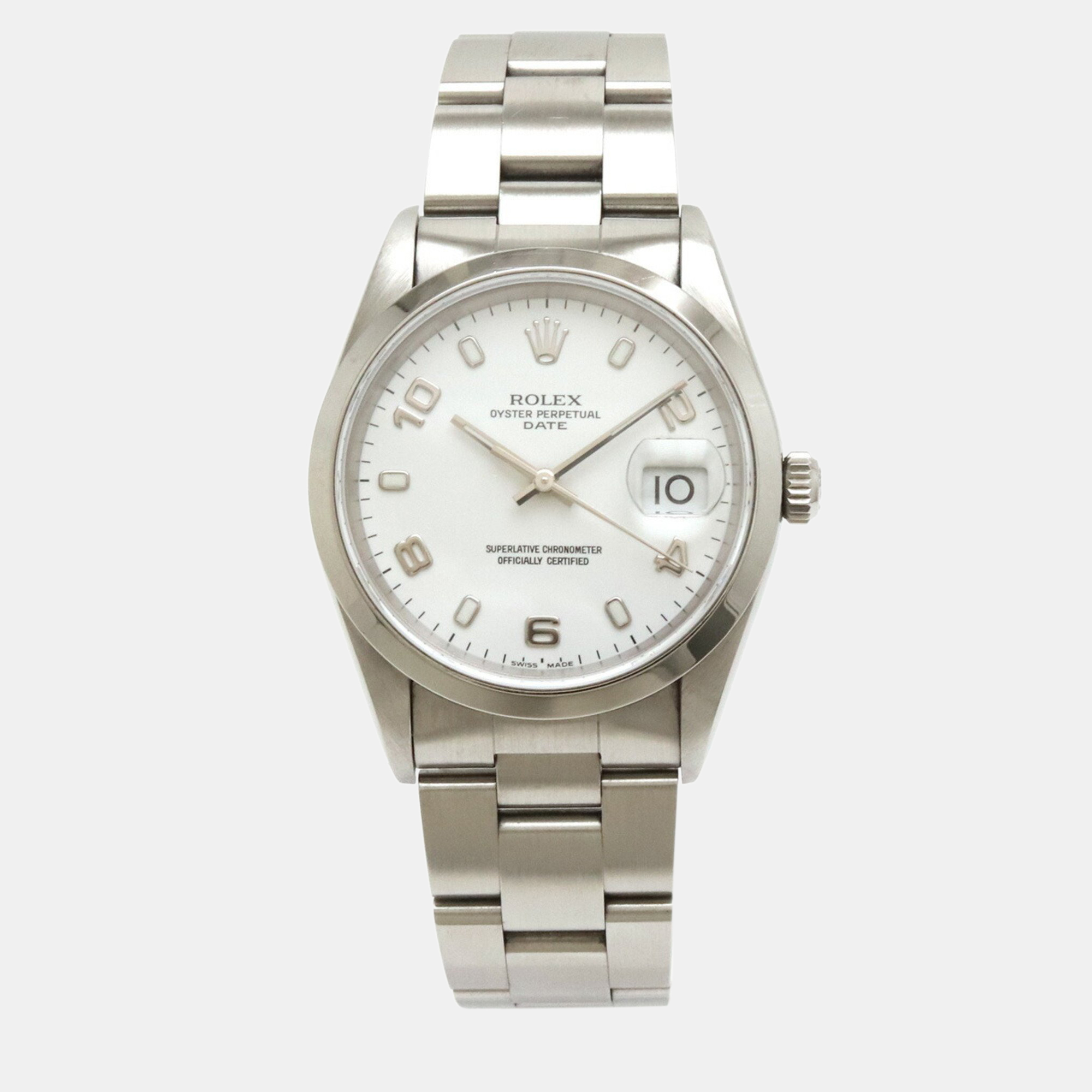 

Rolex White Stainless Steel Oyster Perpetual 15200 Automatic Men's Wristwatch 34 mm