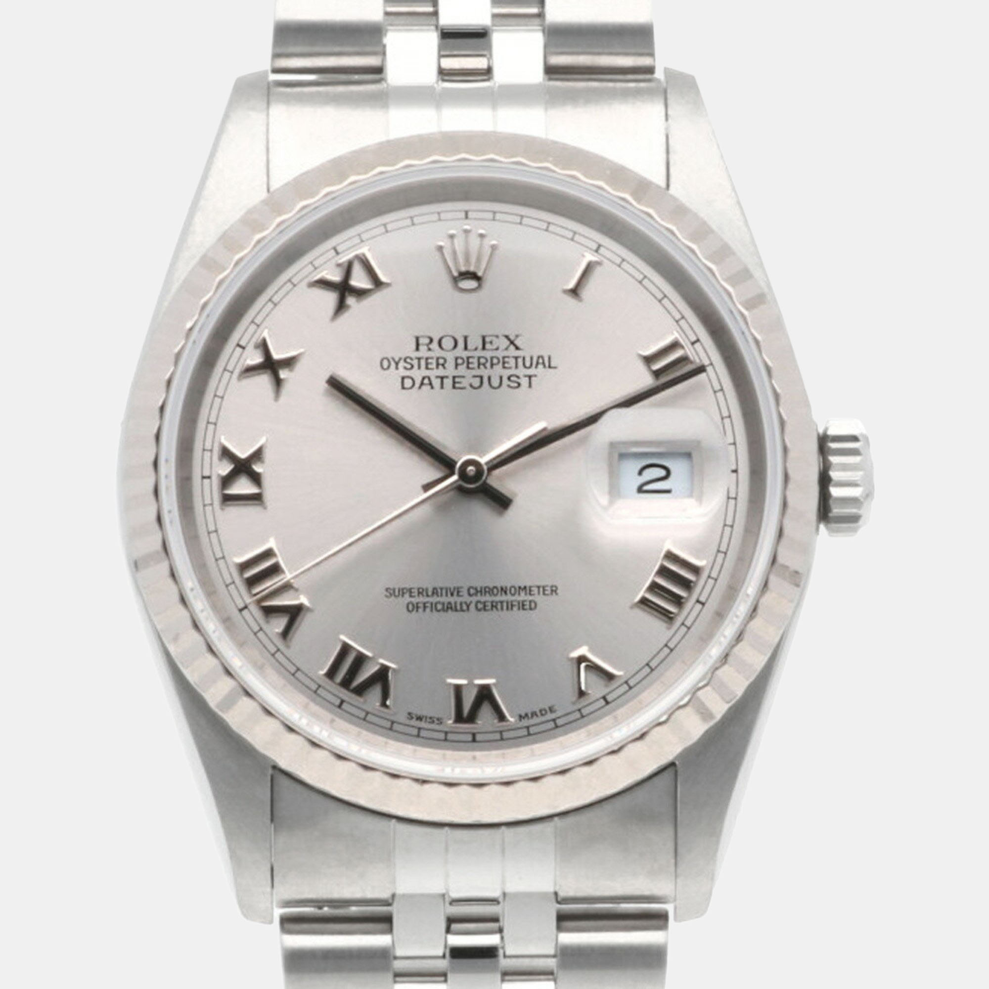 

Rolex Silver Stainless Steel Oyster Perpetual 16234 Automatic Men's Wristwatch 35 mm