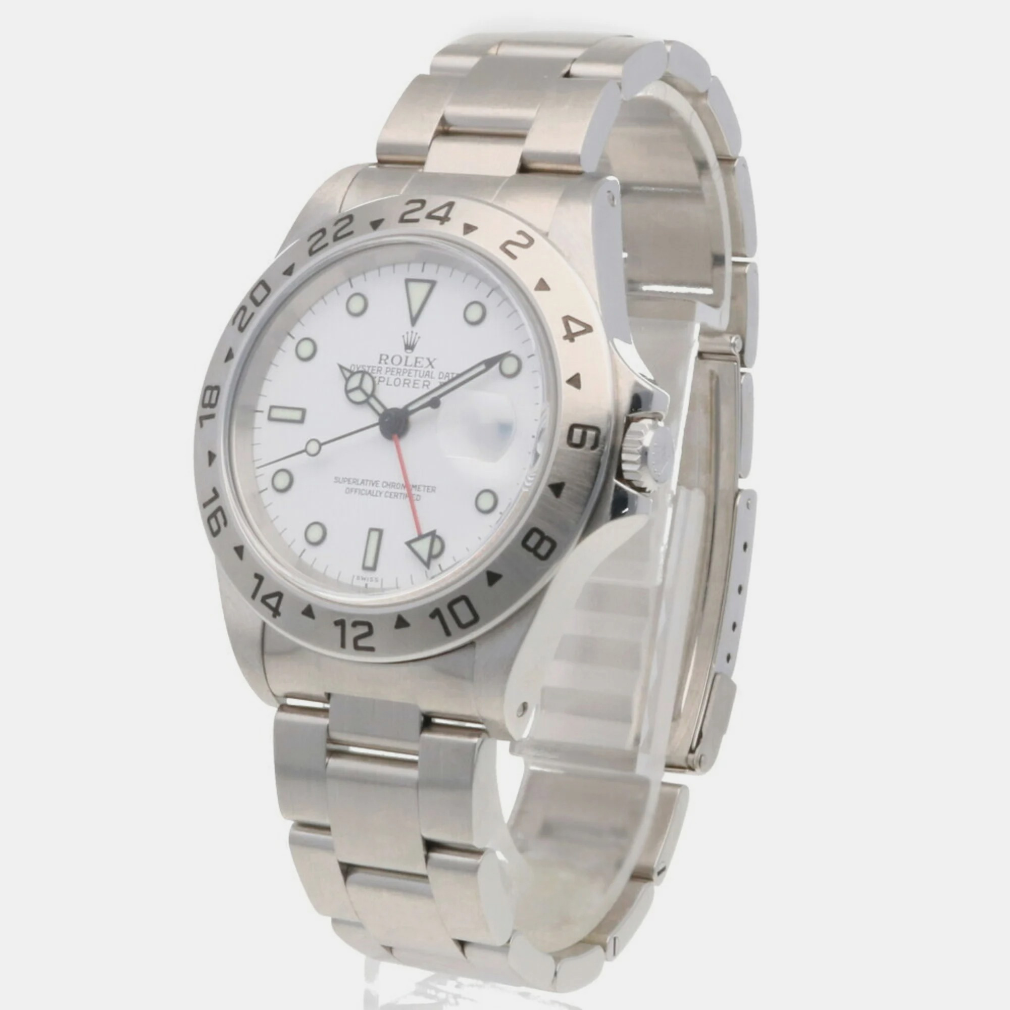 

Rolex White Stainless Steel Explorer 16570 Automatic Men's Wristwatch 41 mm