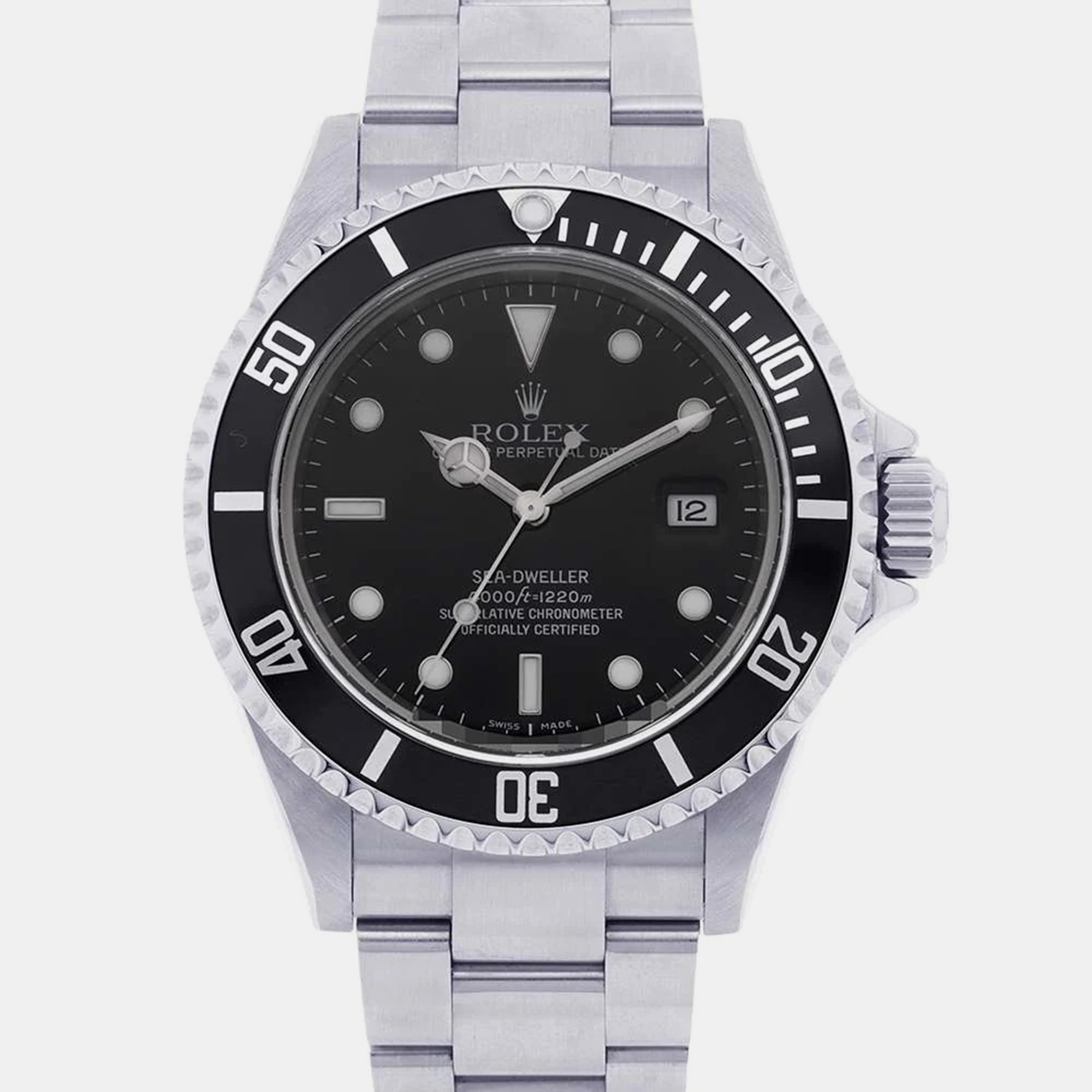 Pre-owned Rolex Black Stainless Steel Sea-dweller 16600 Automatic Men's Wristwatch 40 Mm