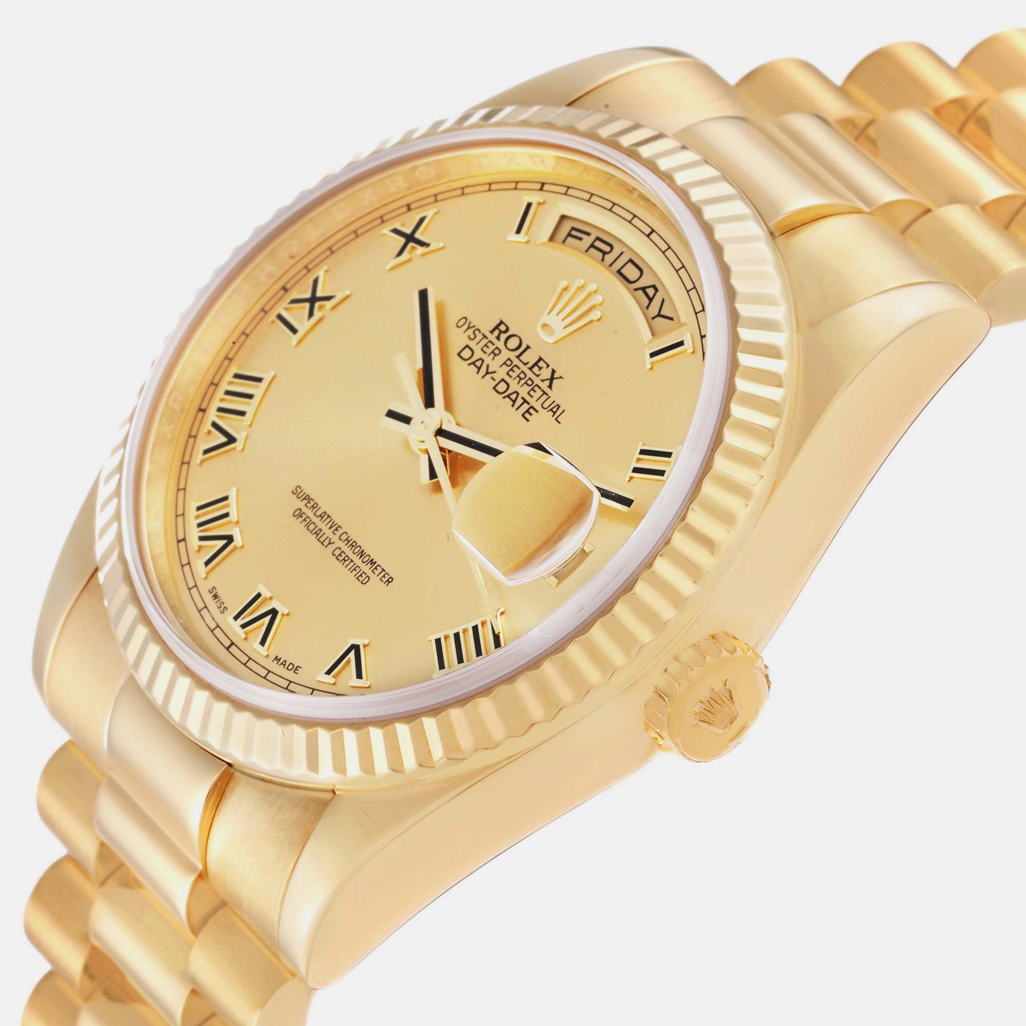 

Rolex Day Date President Yellow Gold Champagne Dial Mens Watch 118238 36 mm