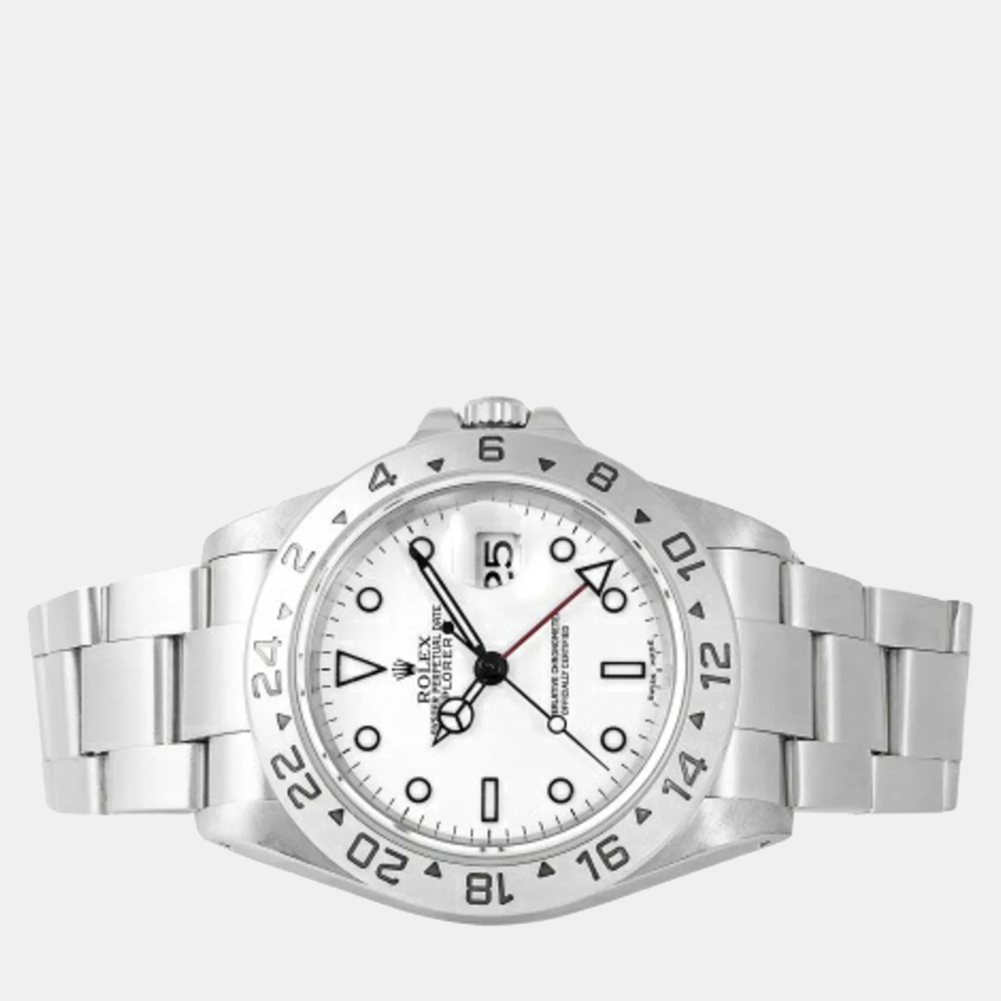 

Rolex White Stainless Steel Explorer II 16570 Automatic Men's Wristwatch 40 mm