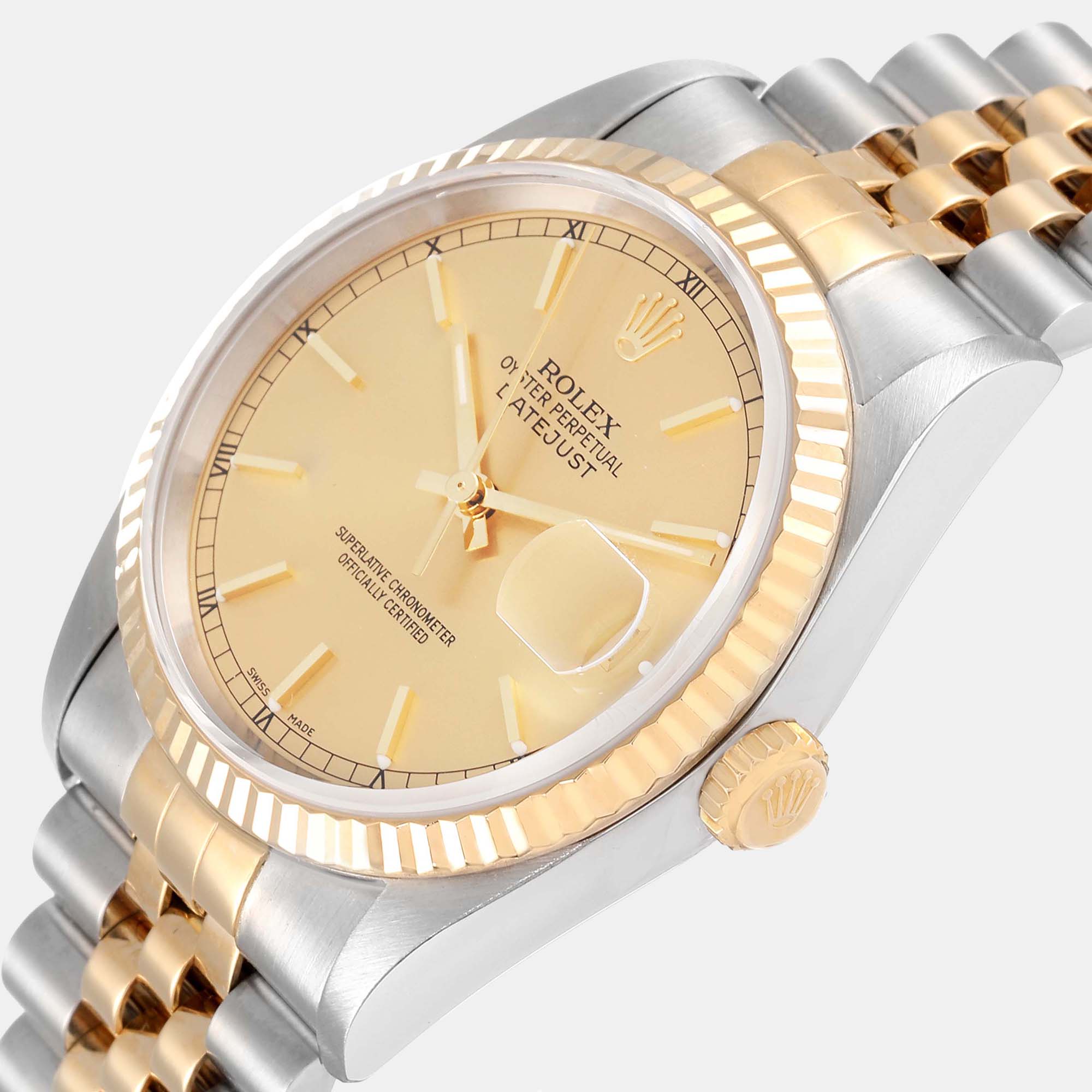 

Rolex Datejust Champagne Dial Steel Yellow Gold Men's Watch 16233 36 mm