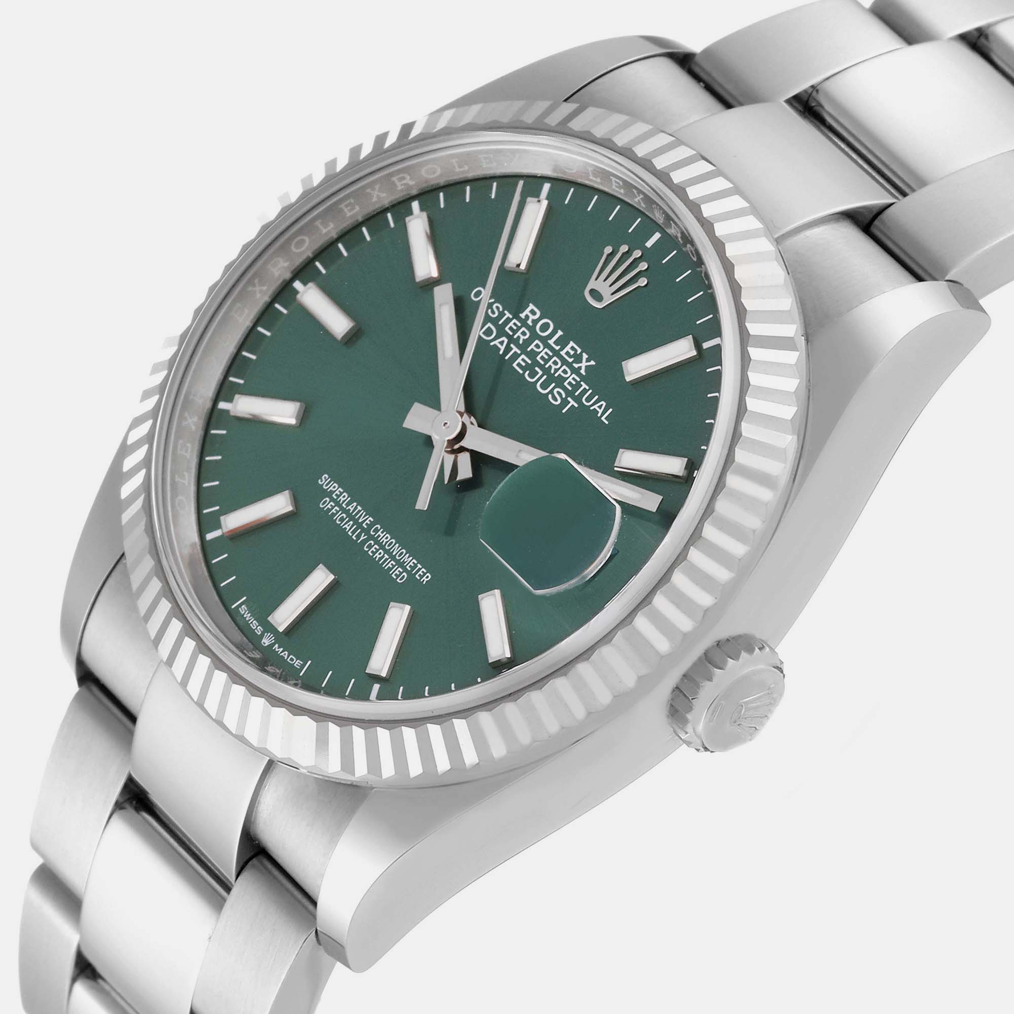 

Rolex Datejust Steel White Gold Mint Green Dial Men's Watch 126234 36 mm