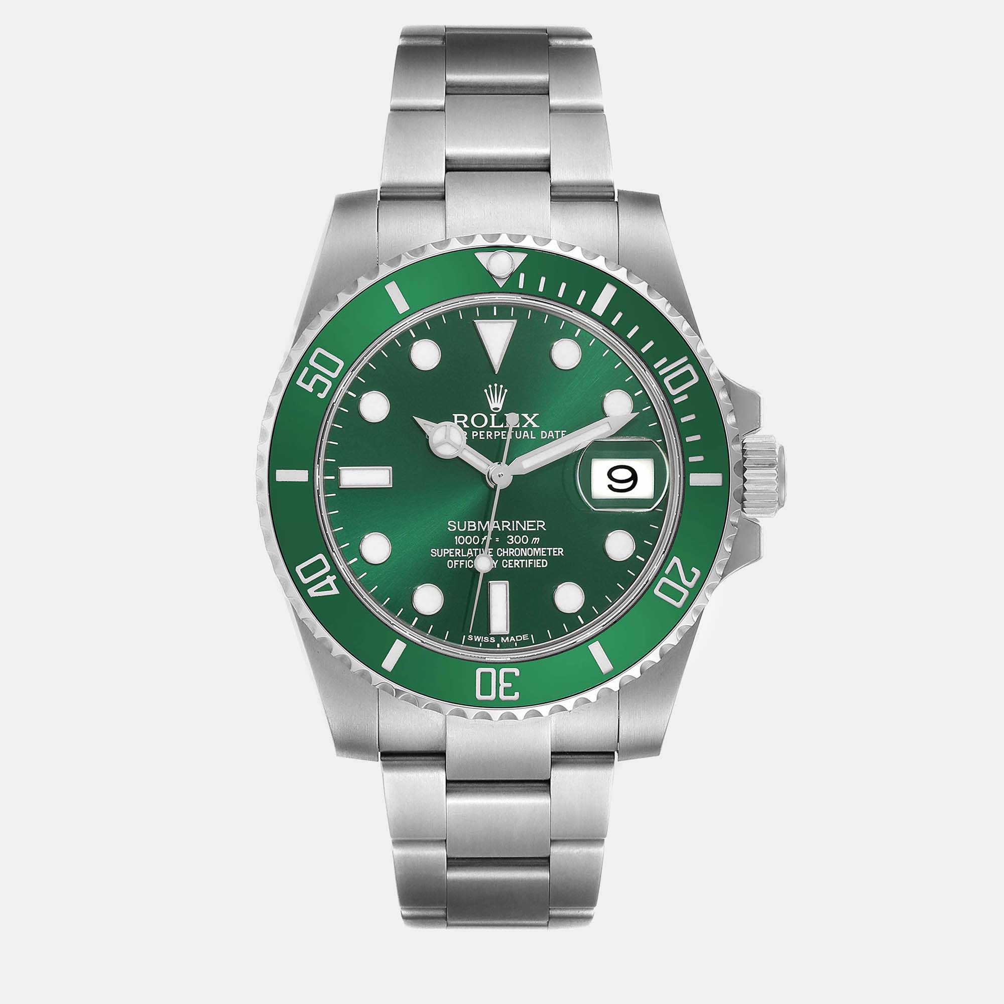 

Rolex Submariner Hulk Green Dial Steel Men's Watch 116610LV 40 mm