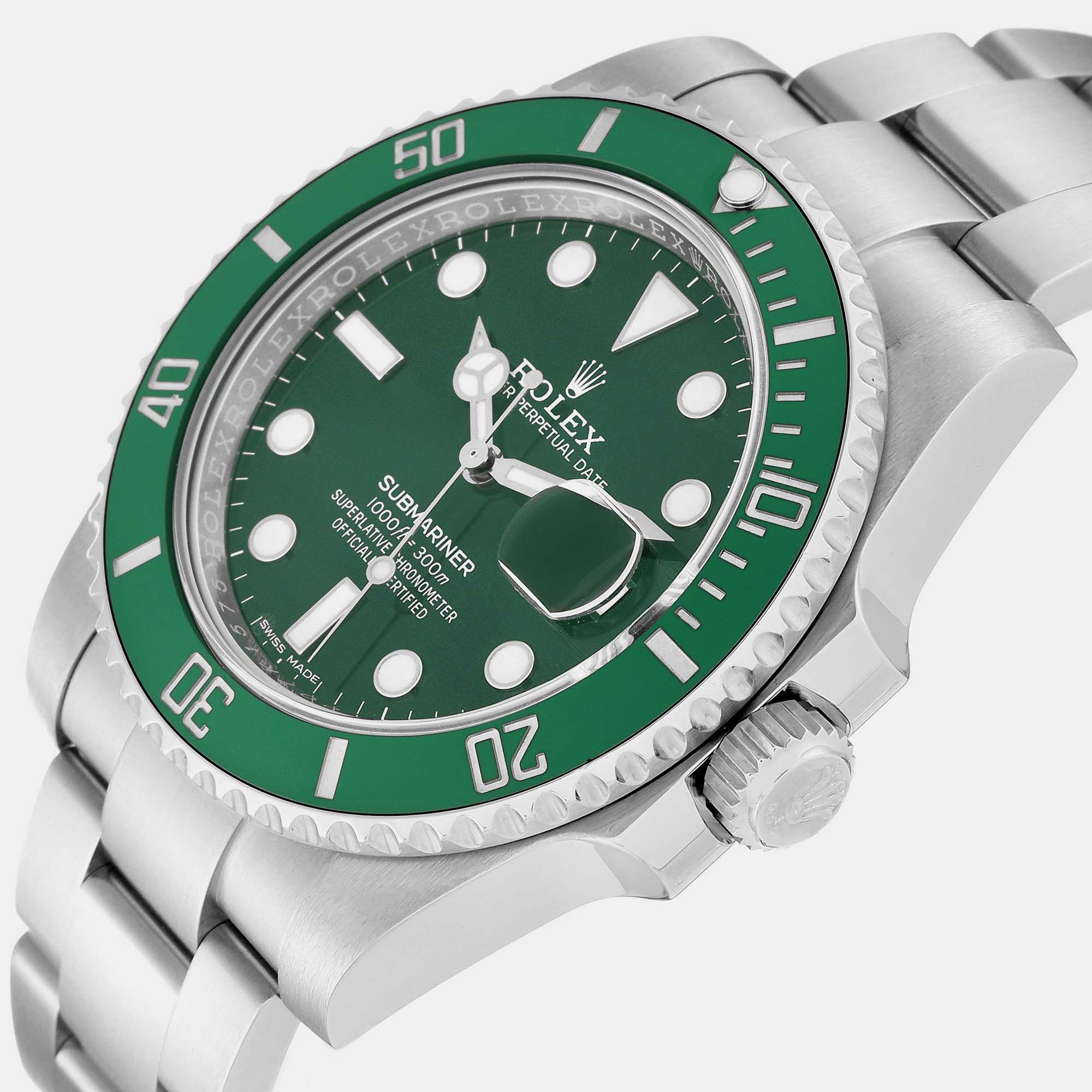 

Rolex Submariner Hulk Green Dial Steel Mens Watch 116610LV 40 mm