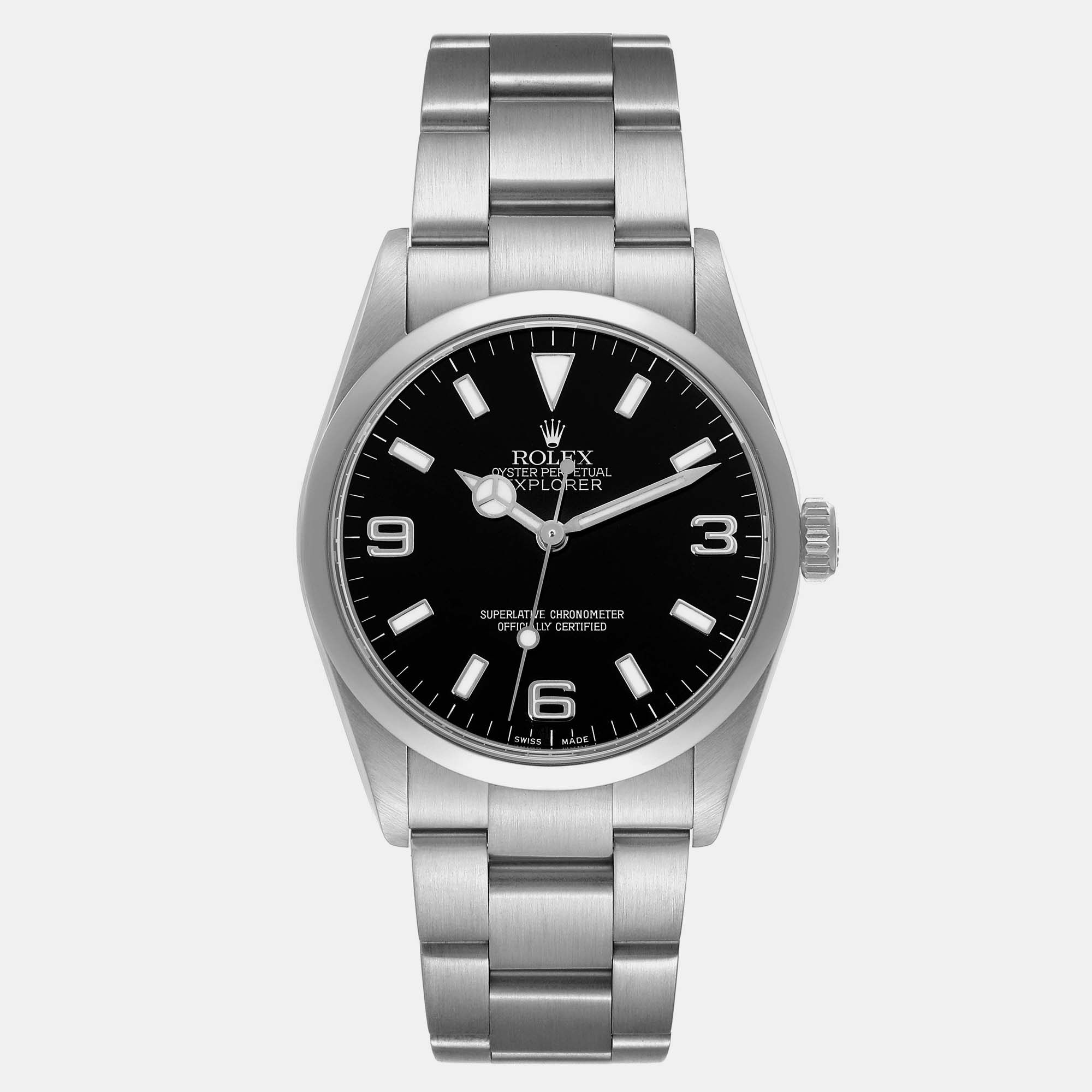 Pre-owned Rolex Explorer I Black Dial Steel Mens Watch 114270 36 Mm