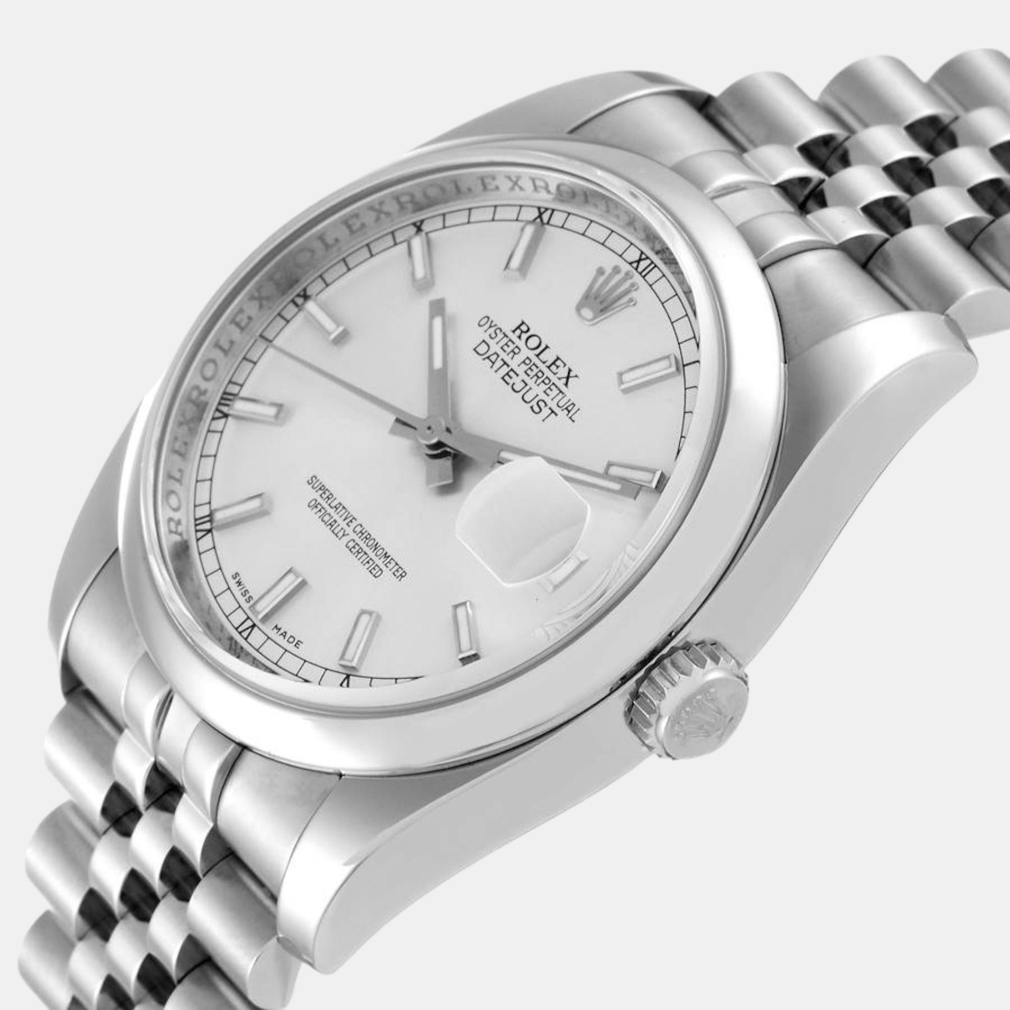 

Rolex Datejust Silver Dial Steel Mens Watch 116200