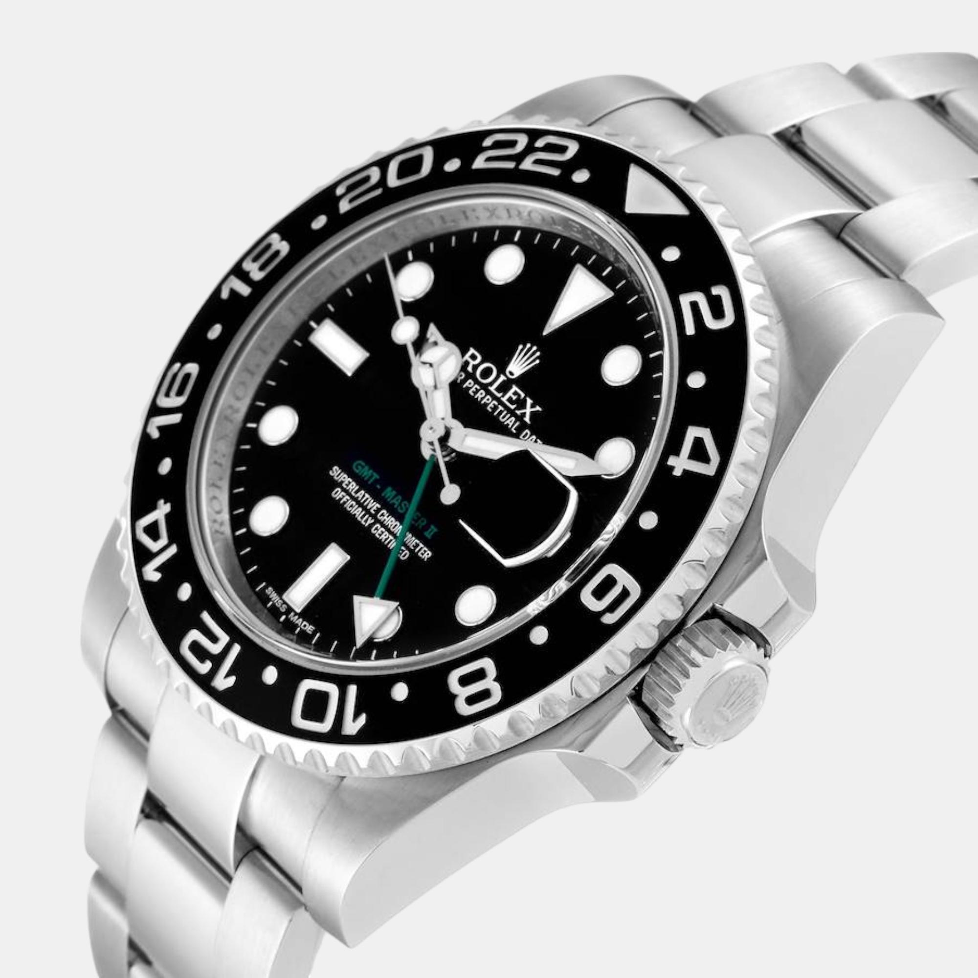 

Rolex GMT Master II Black Dial Green Hand Steel Mens Watch 116710 40 mm