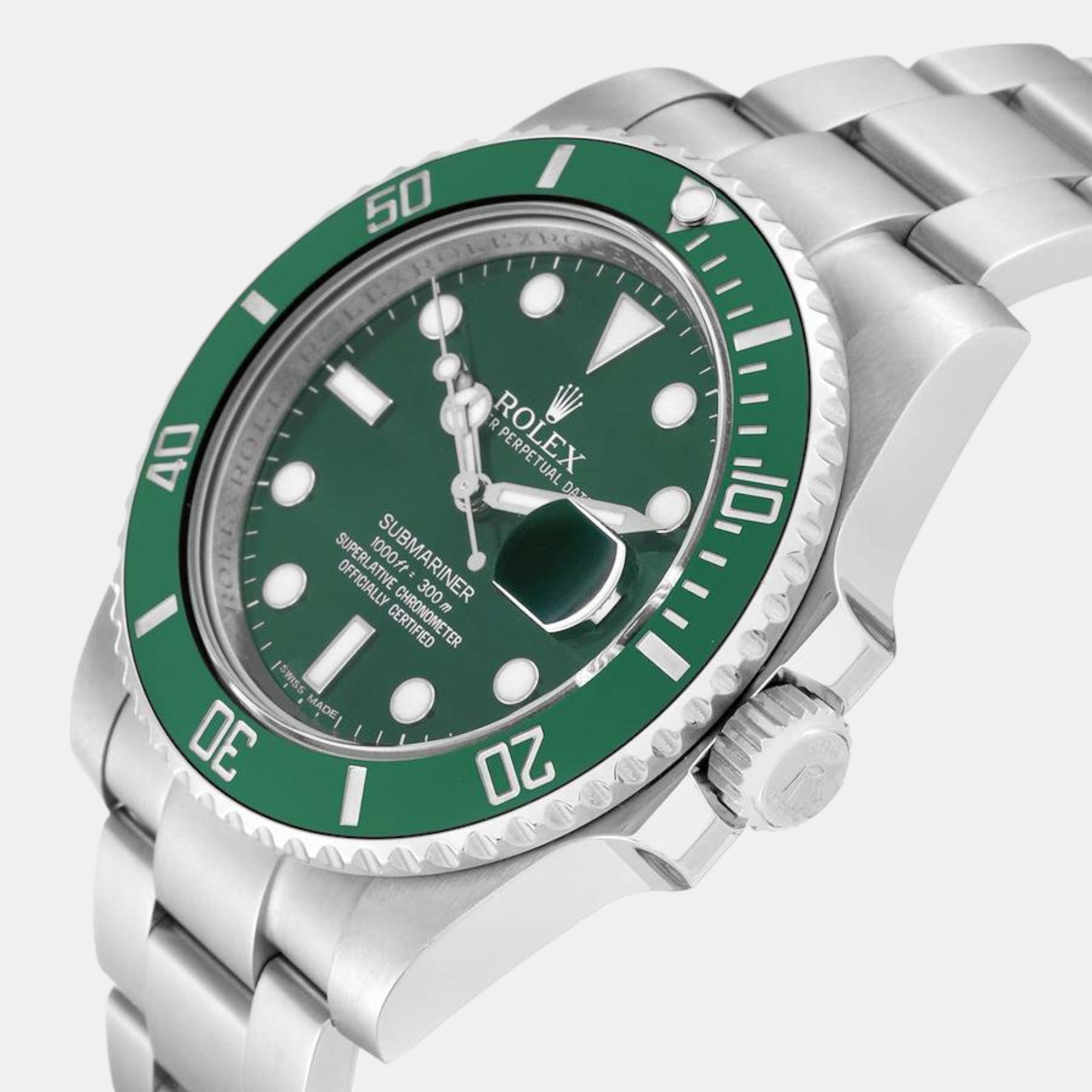 

Rolex Submariner Hulk Green Dial Steel Mens Watch 116610LV